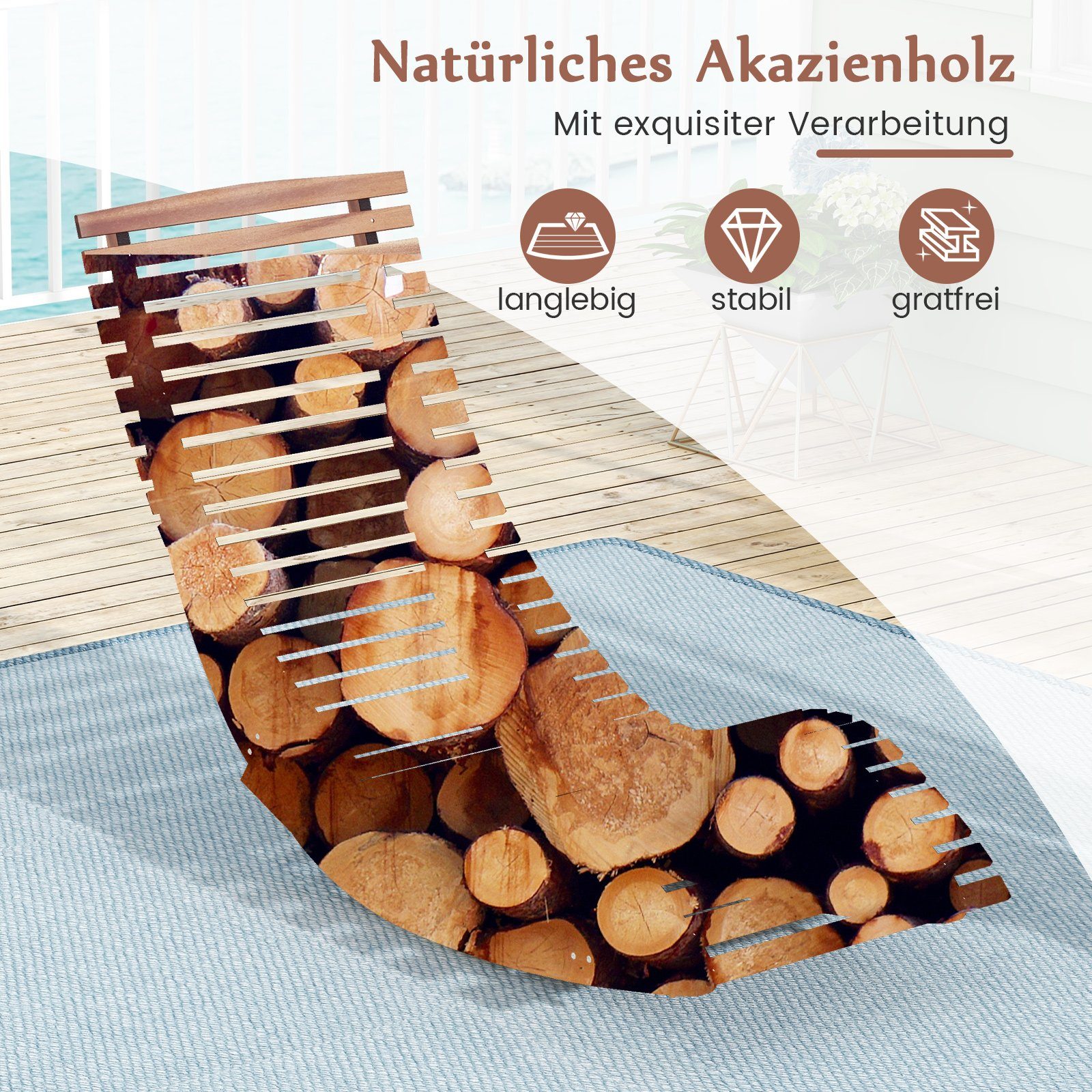 COSTWAY Gartenliege, 2 St., Schaukelliege aus günstig online kaufen