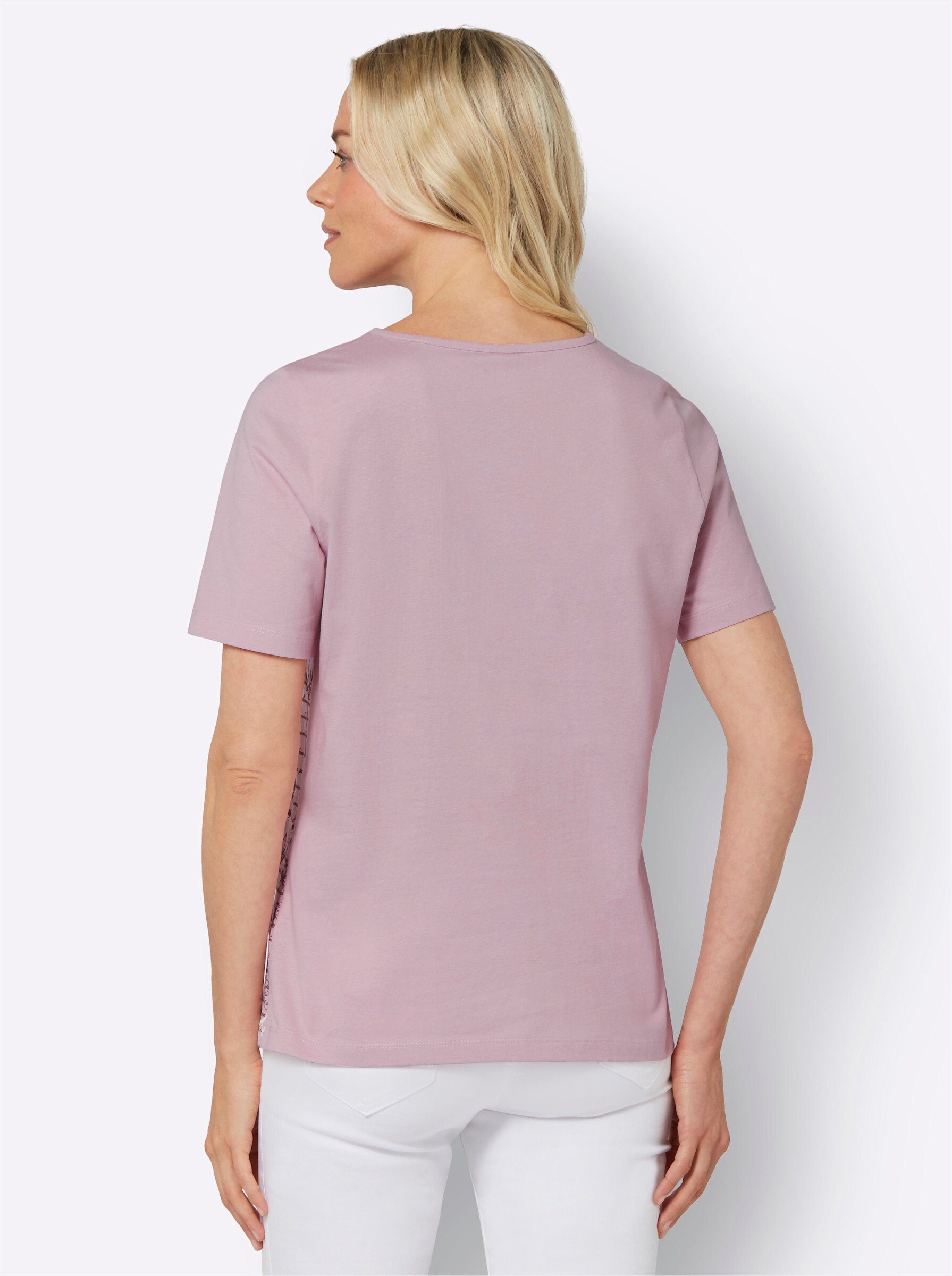 T-Shirt an! rosé-bedruckt Sieh