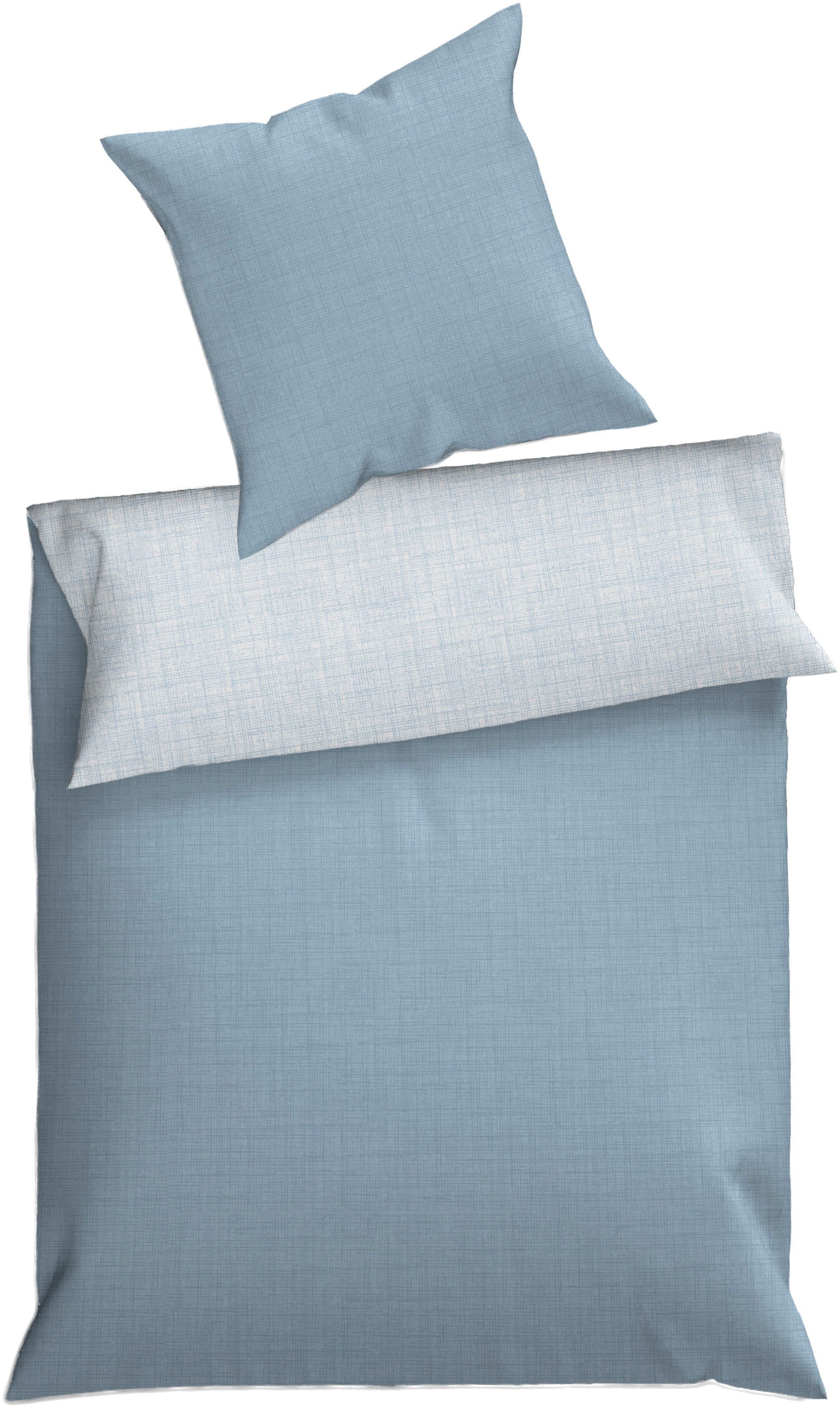 Dyckhoff Wendebettwäsche Uni, Renforcé, 2 teilig, Baumwolle, Renforcé, 100x135, Baby, Unifarben Meerblau, Reißverschluss