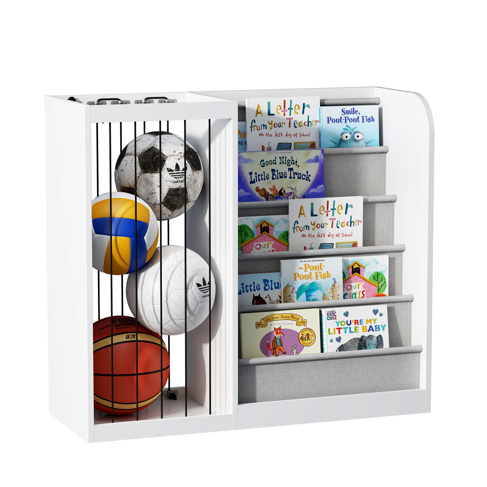 radelldar Kinderregal 2 in 1 Ball Lagerregal, Bücherregal Kinder, Holz mit günstig online kaufen