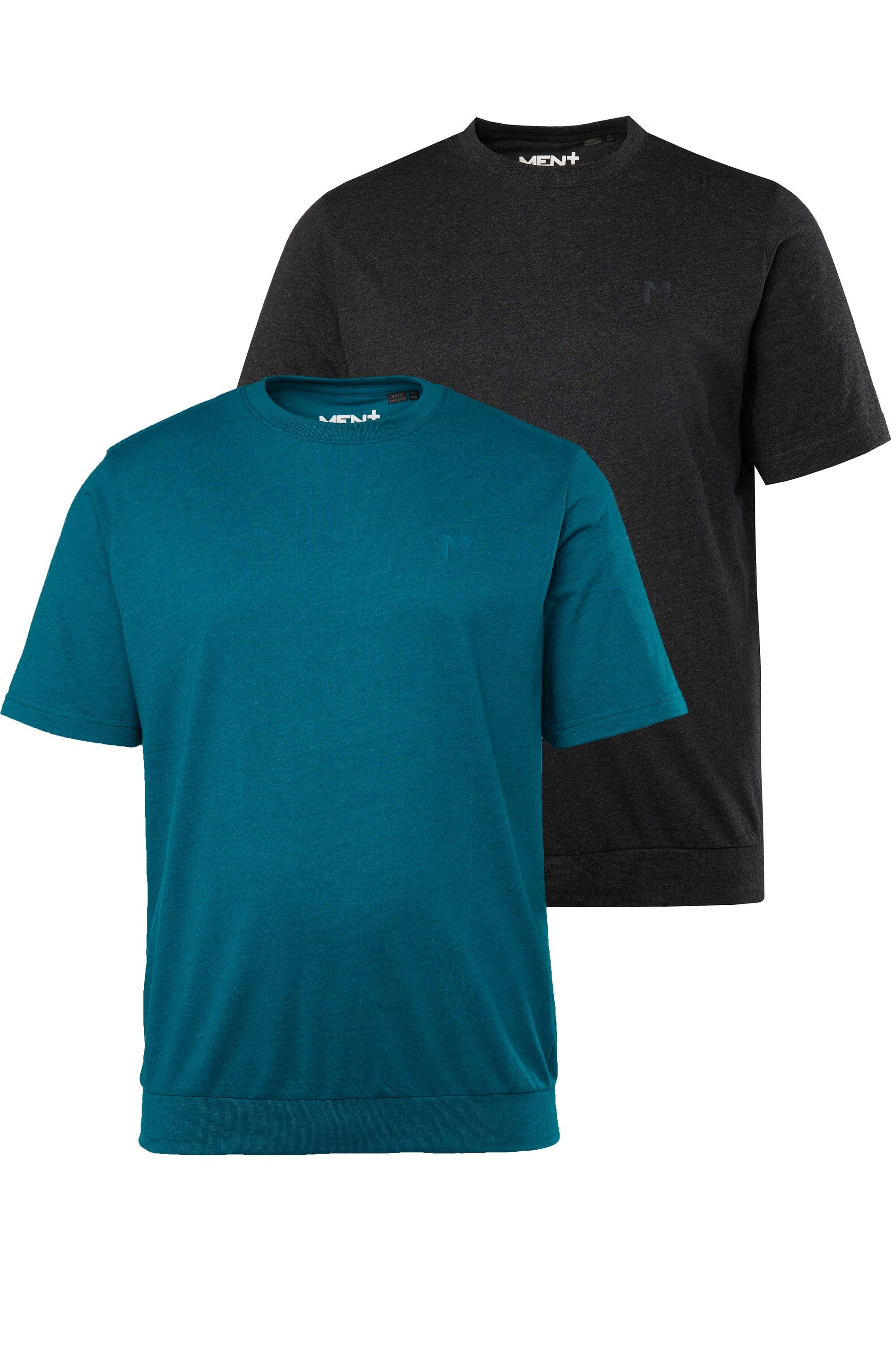 Men Plus T-Shirt Men+ T-Shirts 2er-Pack Bauchfit Basic Halbarm günstig online kaufen