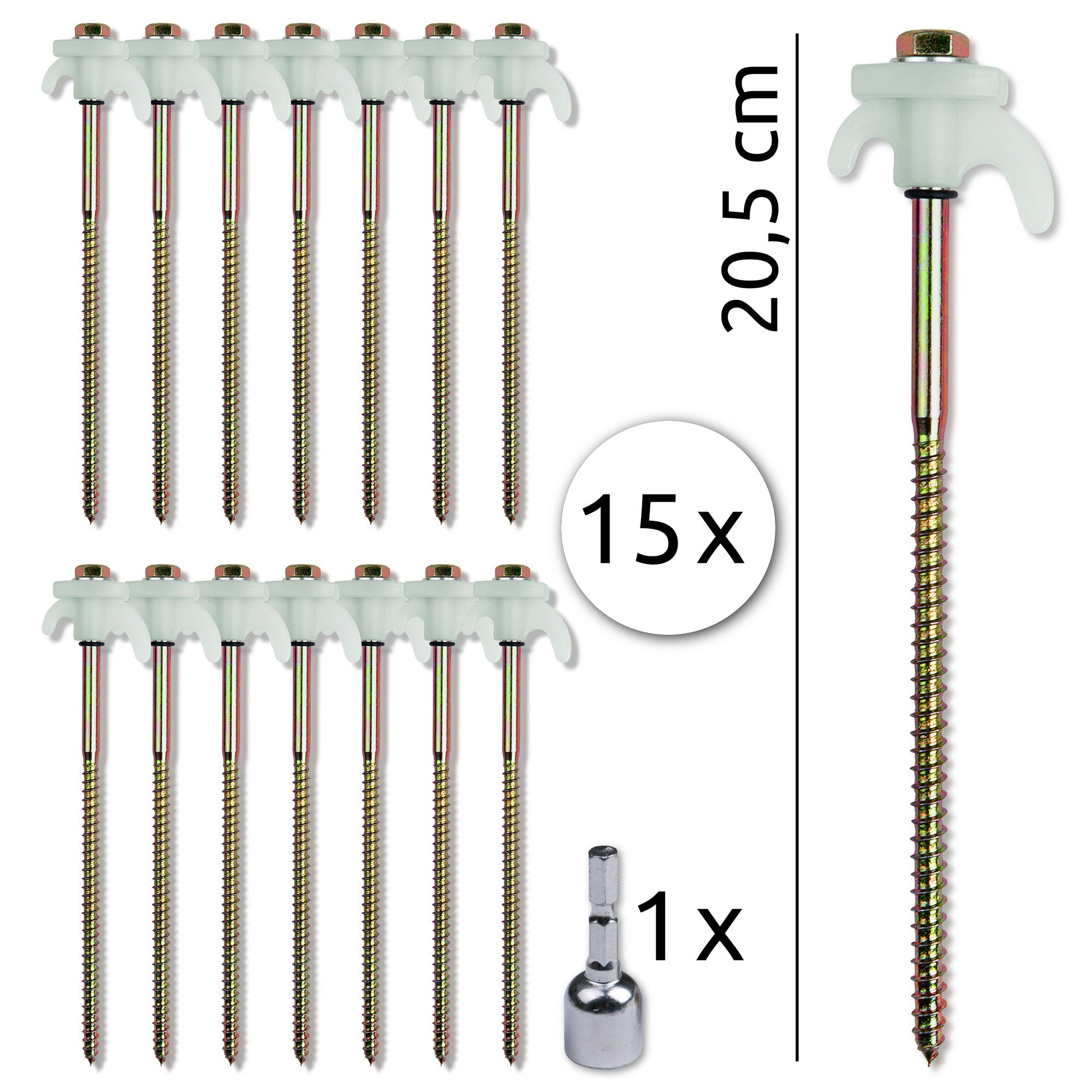 yourGEAR Zelthering your GEAR Screw 200 - 15 robuste Zeltheringe mit Gewinde aus Stahl