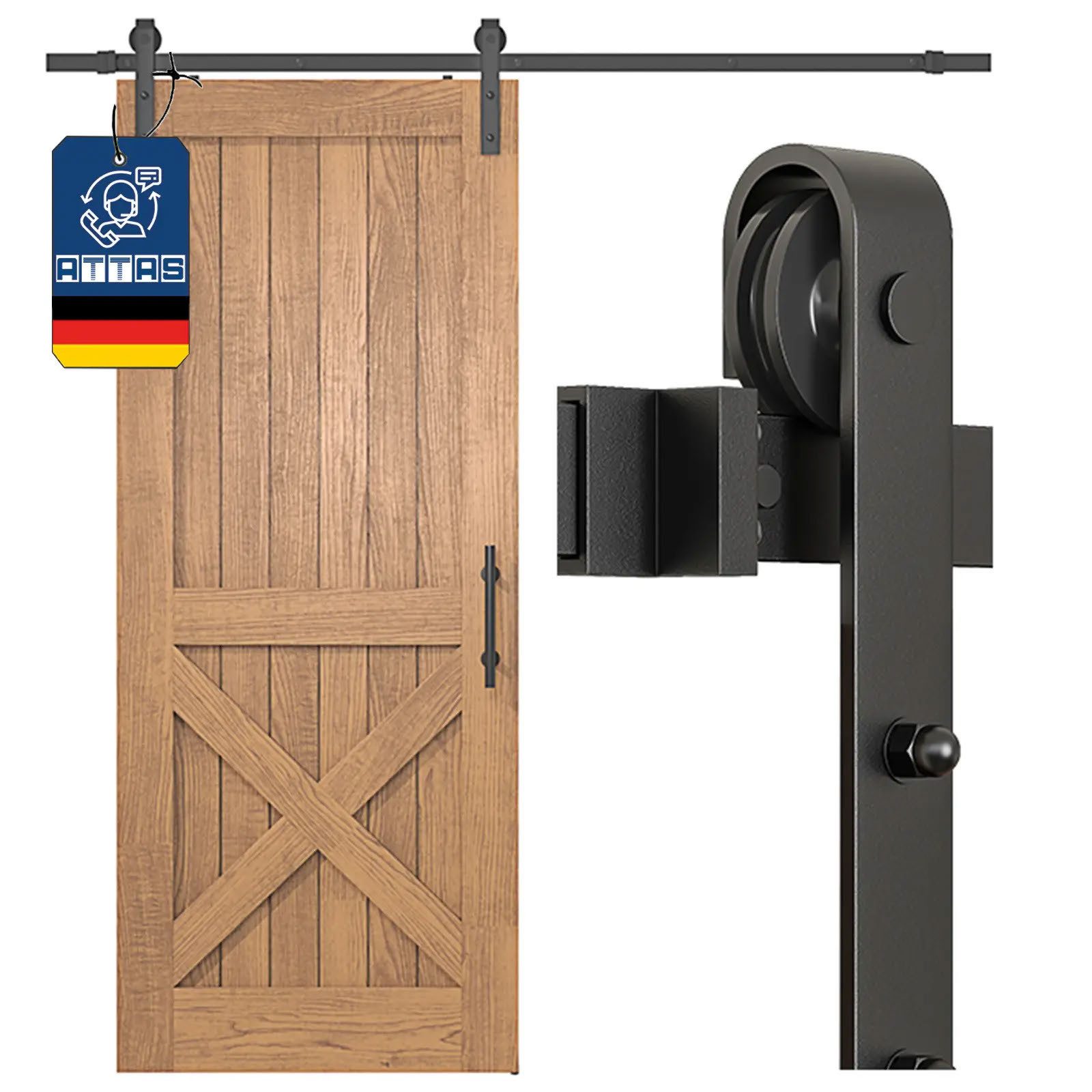 ATTAS Schiebetür Schiebetürsystem Schiebetür Komplett Set 200cm, Laufschien günstig online kaufen