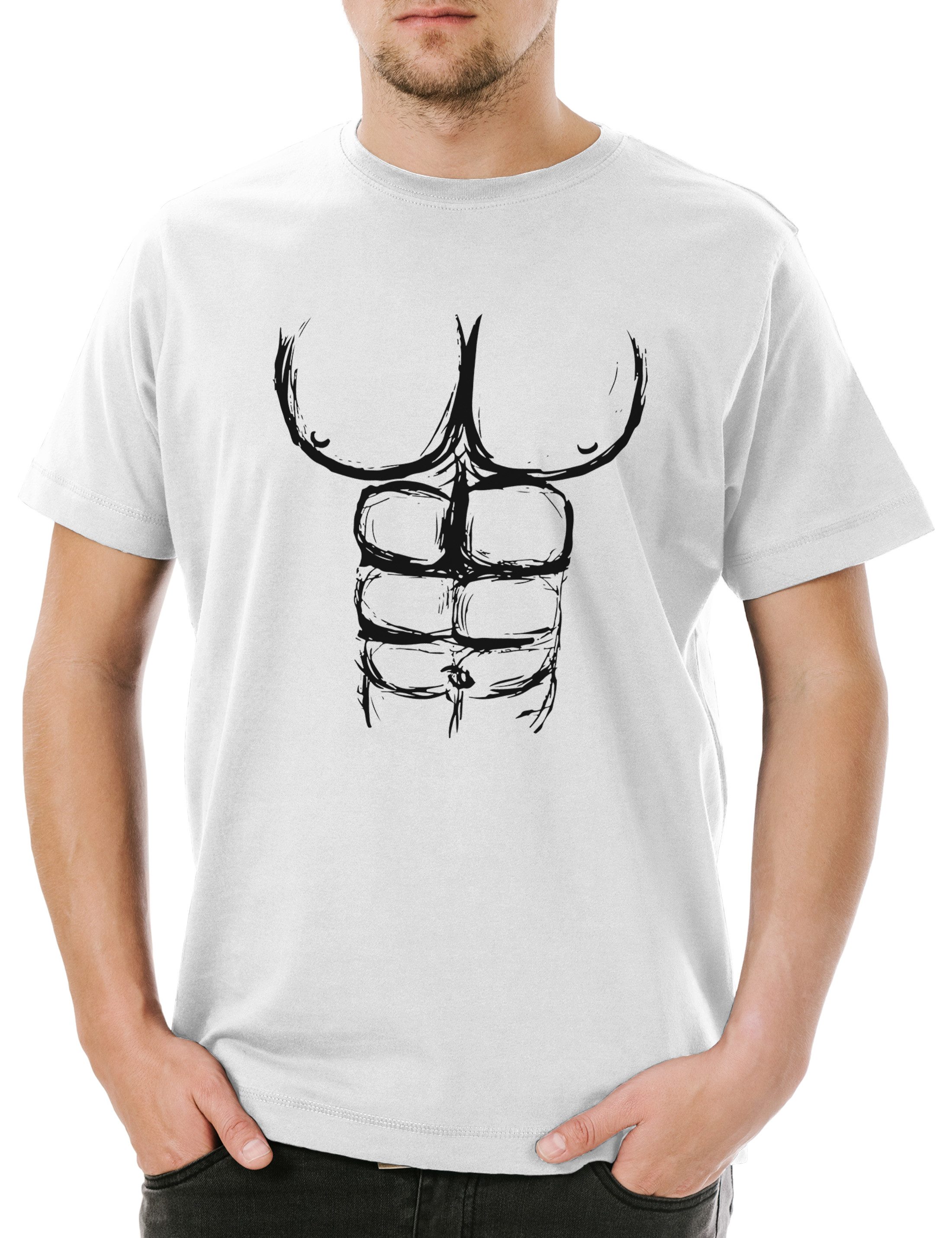 Print-Shirt Bodybuilder Chest Herren T-Shirt Gym Fitness Sports Bauchmuskeln
