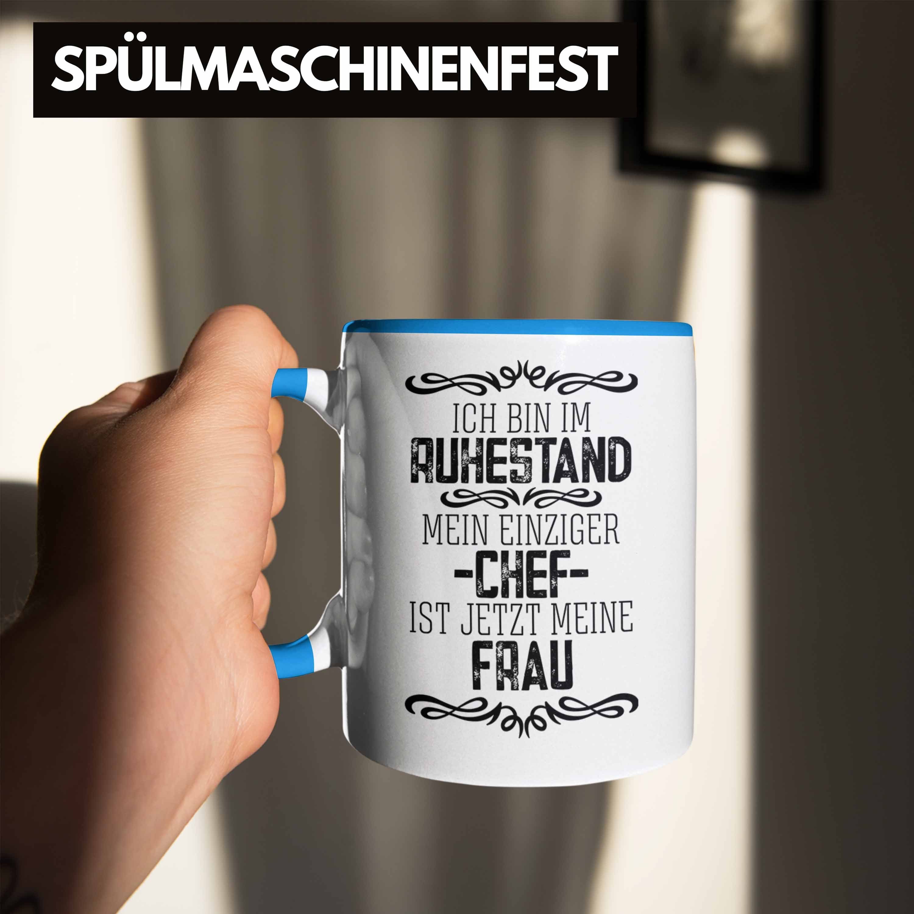 Geschenk Rente Abschiedsgeschenk Blau Lustige Pension Abschied Trendation Tasse Trendation Ruhestand Tasse Männer Pensionierung Rentner Mann -