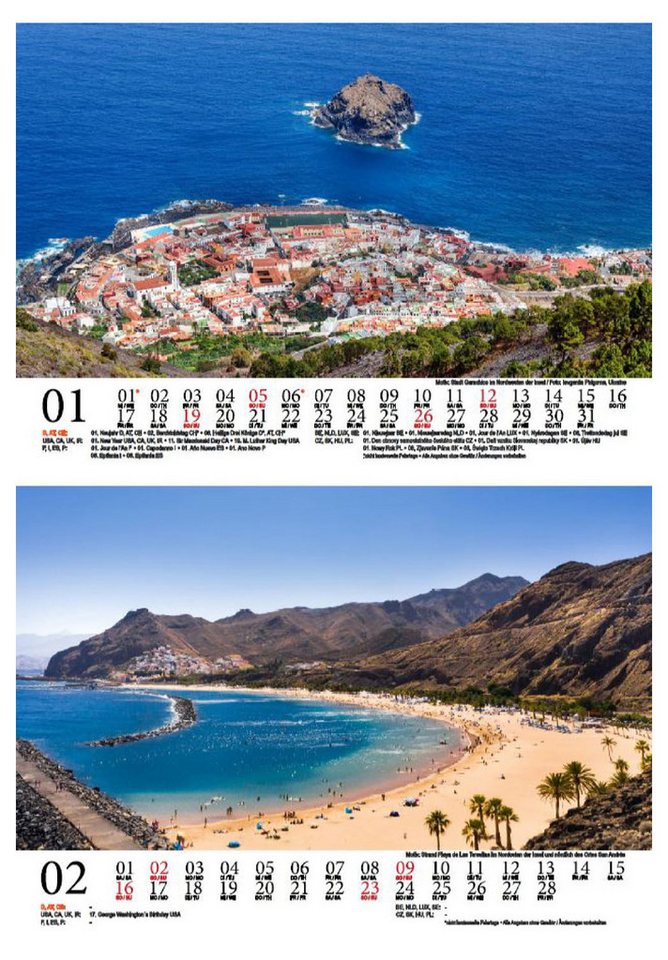 Thumbnail - Seelenzauber Wandkalender Reisezauber Teneriffa DIN A5 Kalender für 2025 Urlaub Strand Spanien