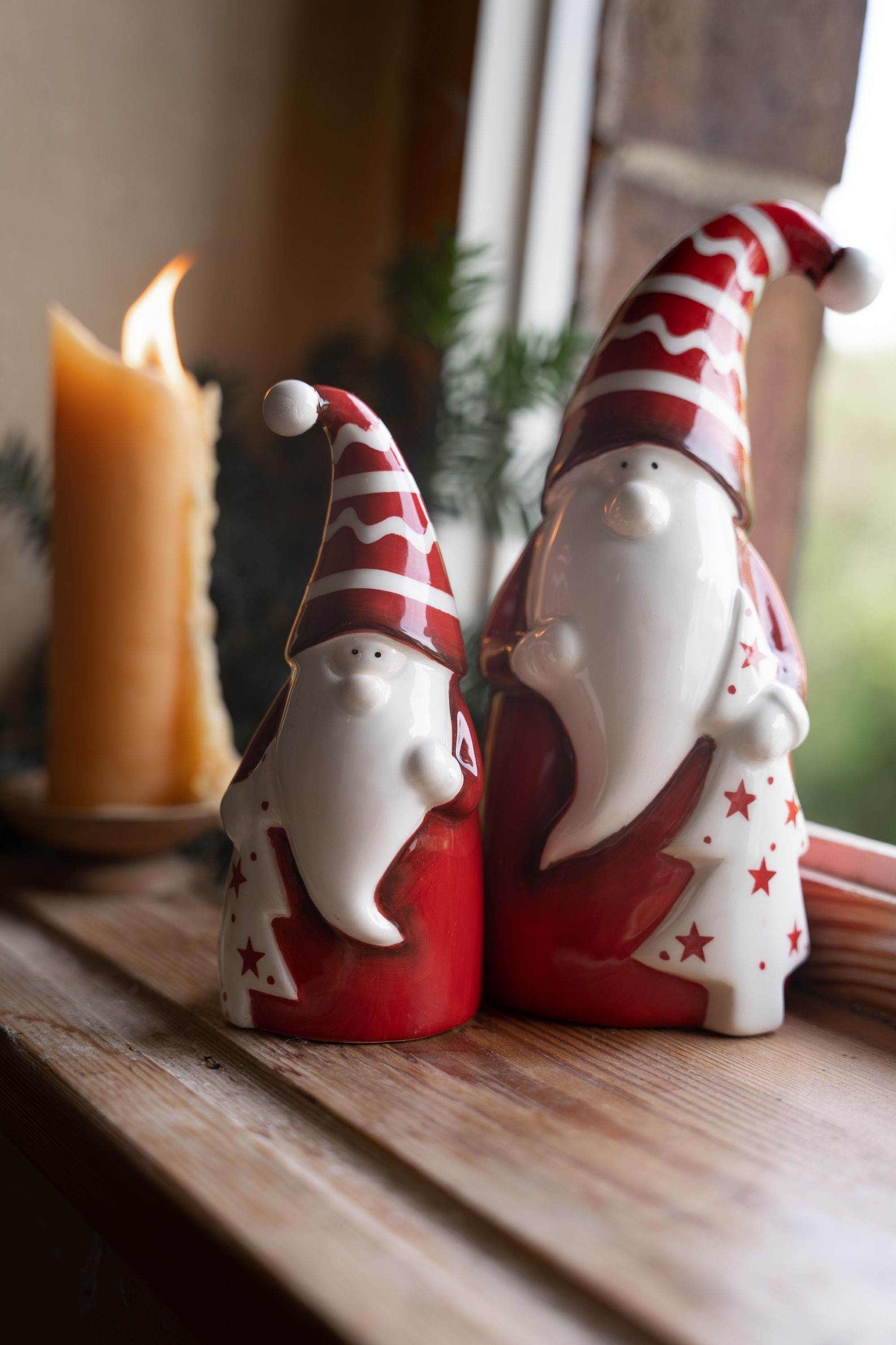 rot/weiß, DECO Weihnachtsfigur mit Heitmann 2x Nikolaus Tannenbaum, Keramik, aus