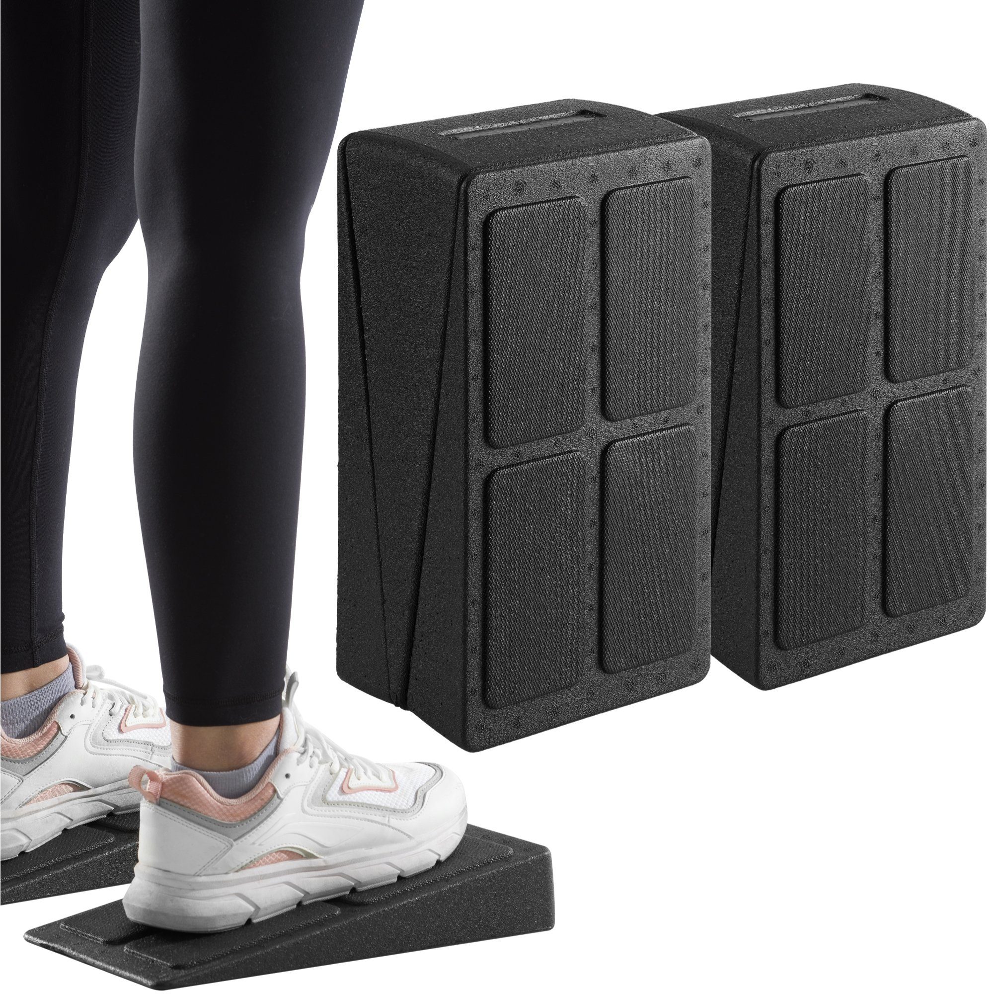 Navaris Schrittzähler Wadendehner - Squat Wedge Block für Zuhause - Verbessere deine Fitness