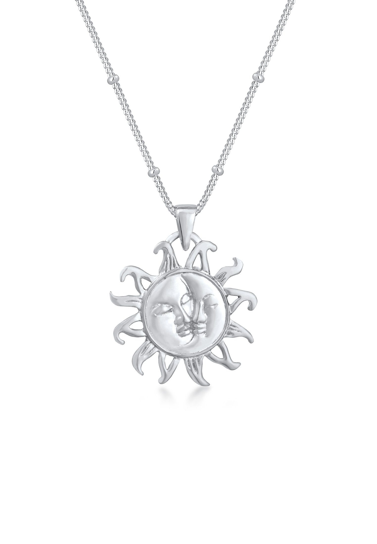 Kette mit Anhänger Sonne Mond mit Kugelkette 925er Silber