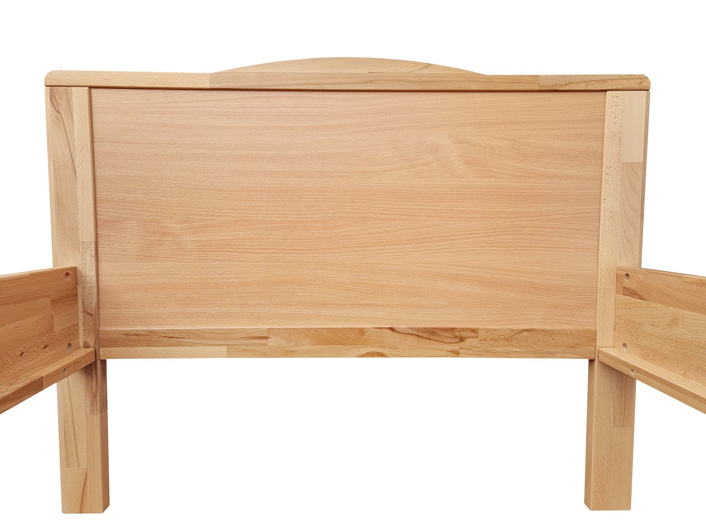 und Komplettset Einzelbett Bett Buchefarblos 100x200 ERST-HOLZ Buche Matratze, lackiert mit Federleisten