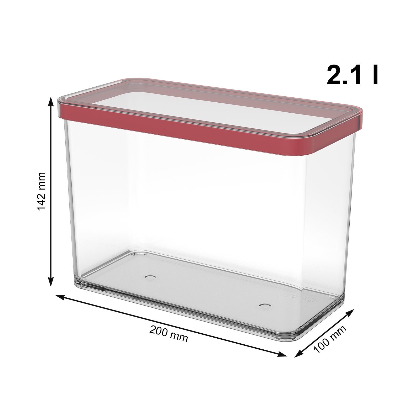 Loft Transparent Kunststoff ROTHO 5er-Set mit (Vorratsdosenset, BPA-frei, Deckel Vorratsdose verschiedene / Set 5-tlg) (PP) lebensmittelechter Vorratsdosen Rot Größen,