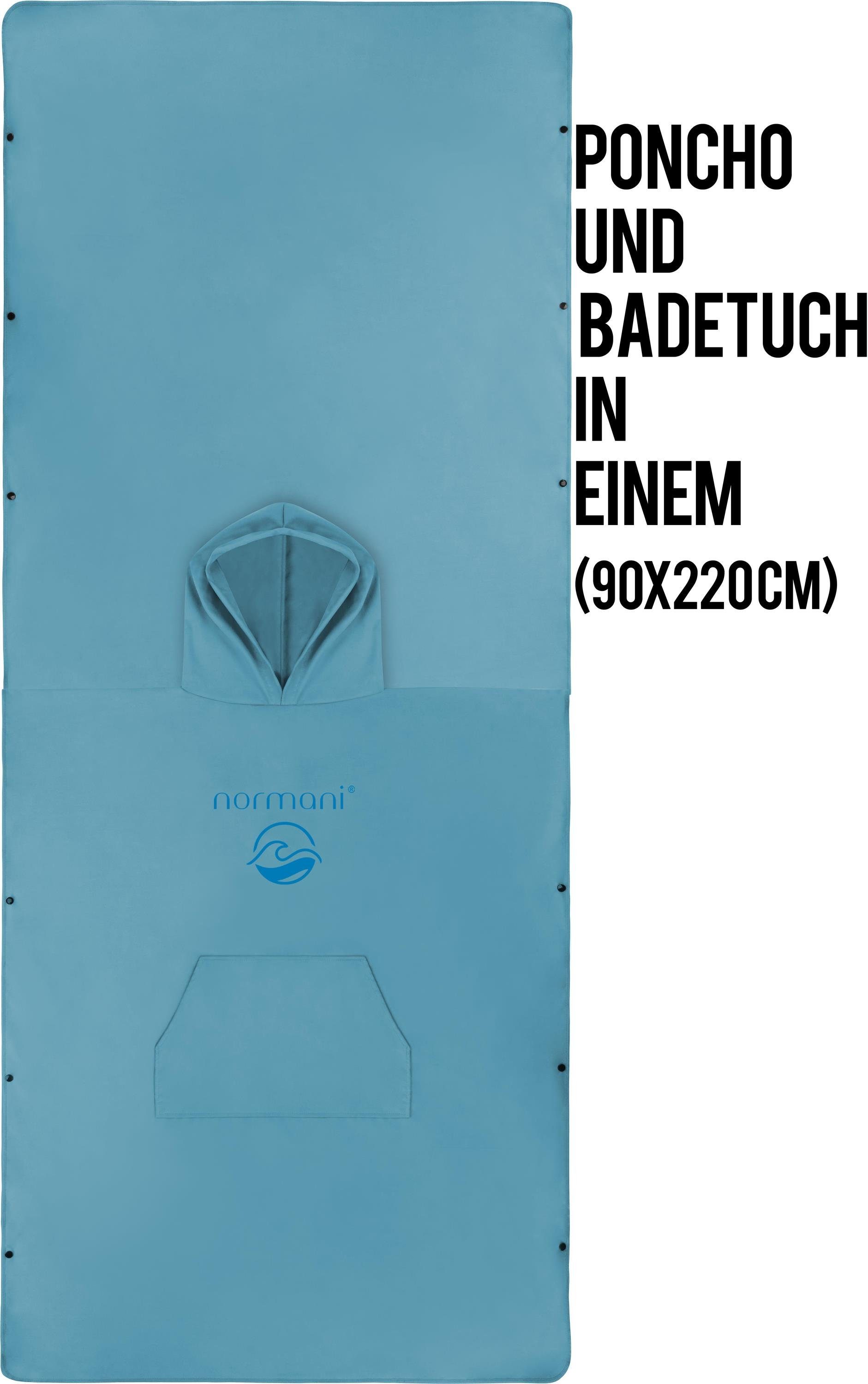 normani Unisex-Bademantel Weicher Mikrofaser Badeponcho Nosara, 110, Polyester, Kapuze, Schlupf, Surfer Poncho + Badetuch aus recyceltem Material – Bild 4 von 5