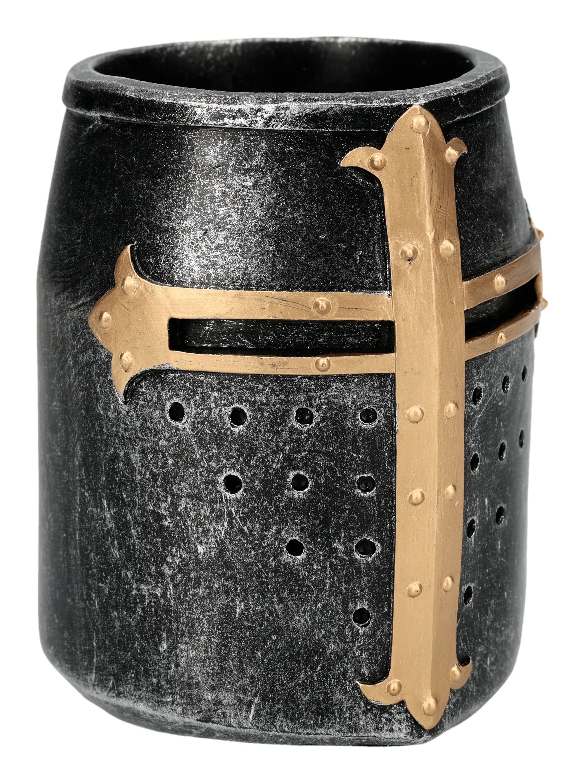 Figuren Shop GmbH Dekoobjekt Kreuzritter Helm Stiftehalter – Ritter Figur Mittelalter Deko 10 cm