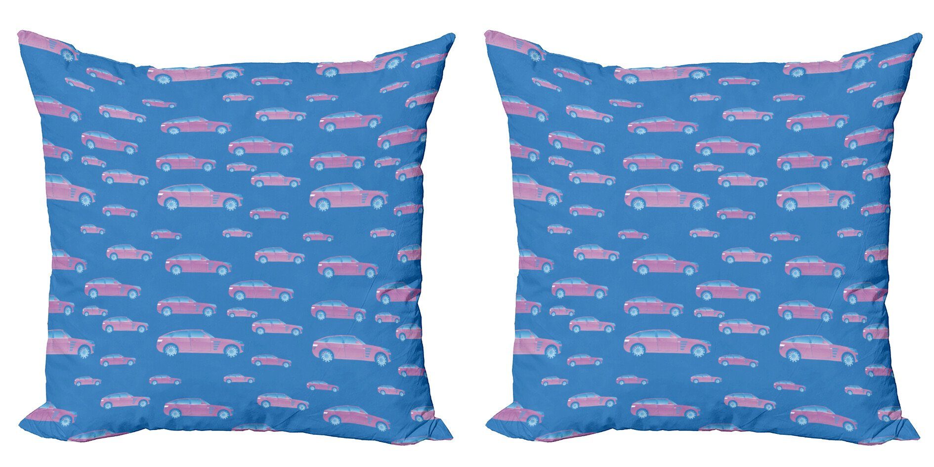Design Abakuhaus Doppelseitiger und Accent Modern (2 Stück), Kissenbezüge Blau Car Digitaldruck, Grunge Pink