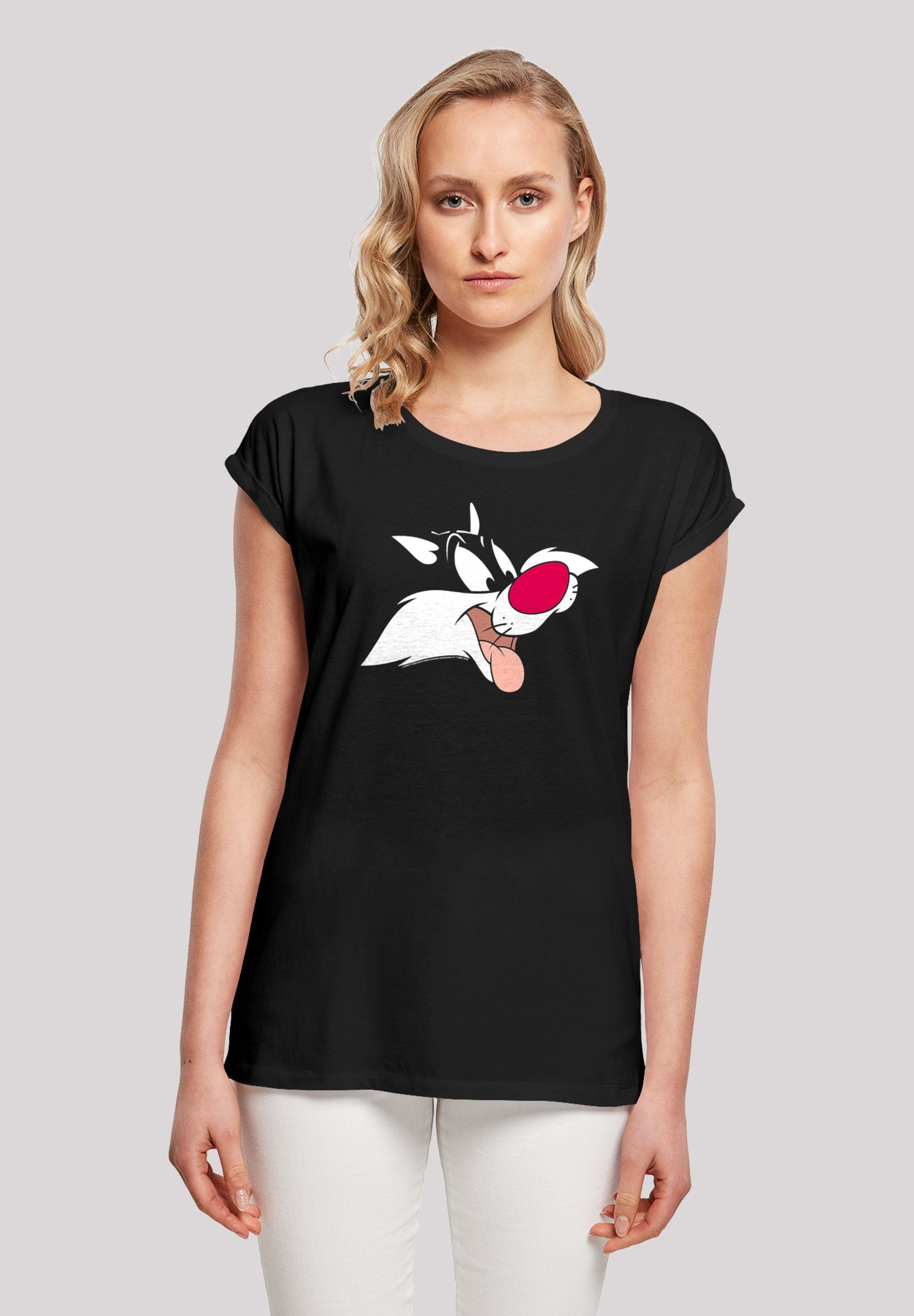 F4NT4STIC Kurzarmshirt Damen (1-tlg) Shoulder Tee Ladies Sylvester Looney Tunes with Extended