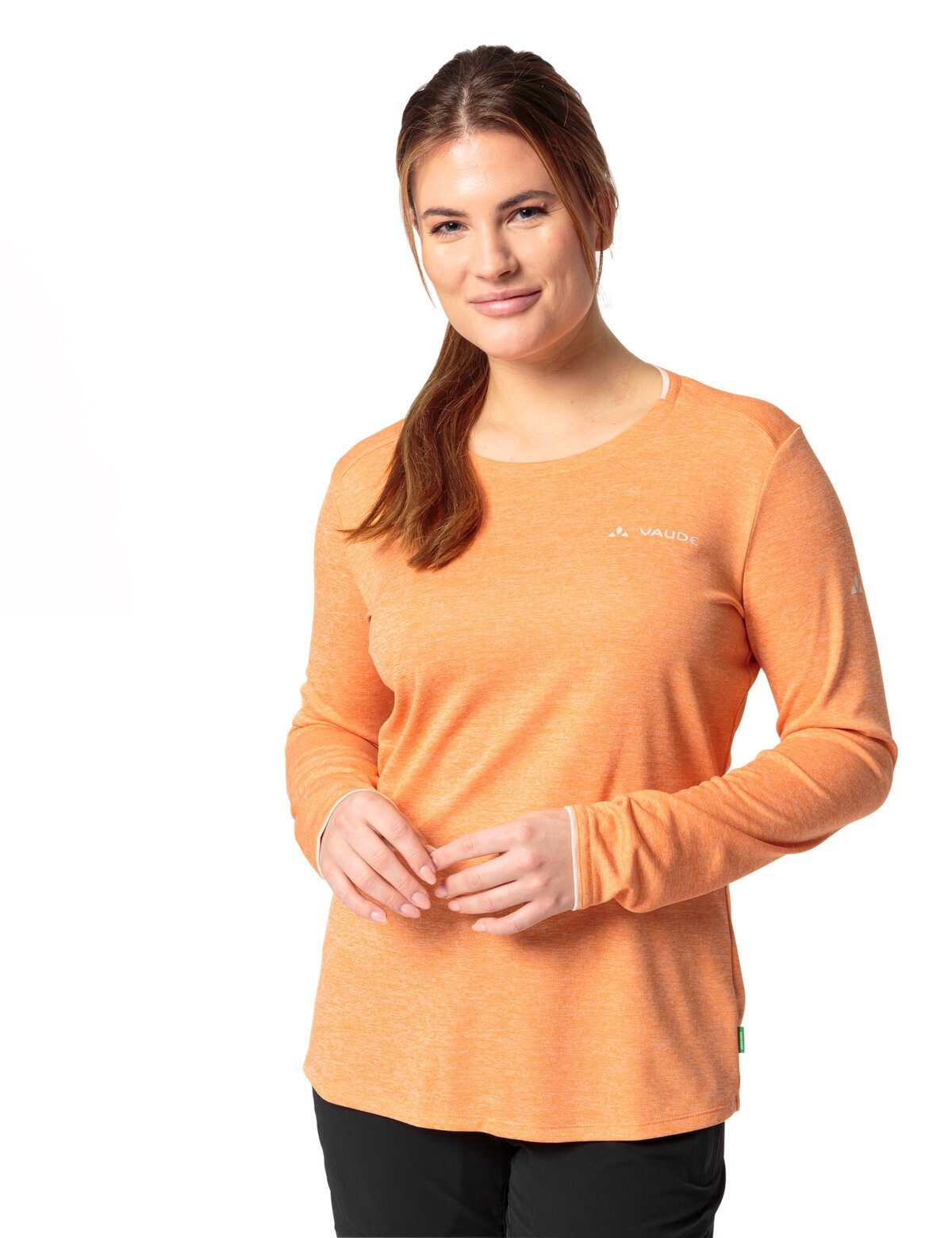 sweet (1-tlg) Women's T-Shirt VAUDE Essential orange LS Grüner Knopf T-Shirt