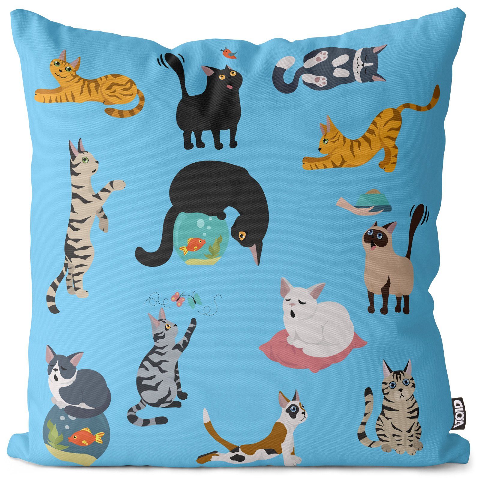 Kissenbezug, VOID (1 Stück), Sofa-Kissen Katzenbande blau Kissenbezug Katze Kätzchen Tier Haustier Kartäuser Scottish