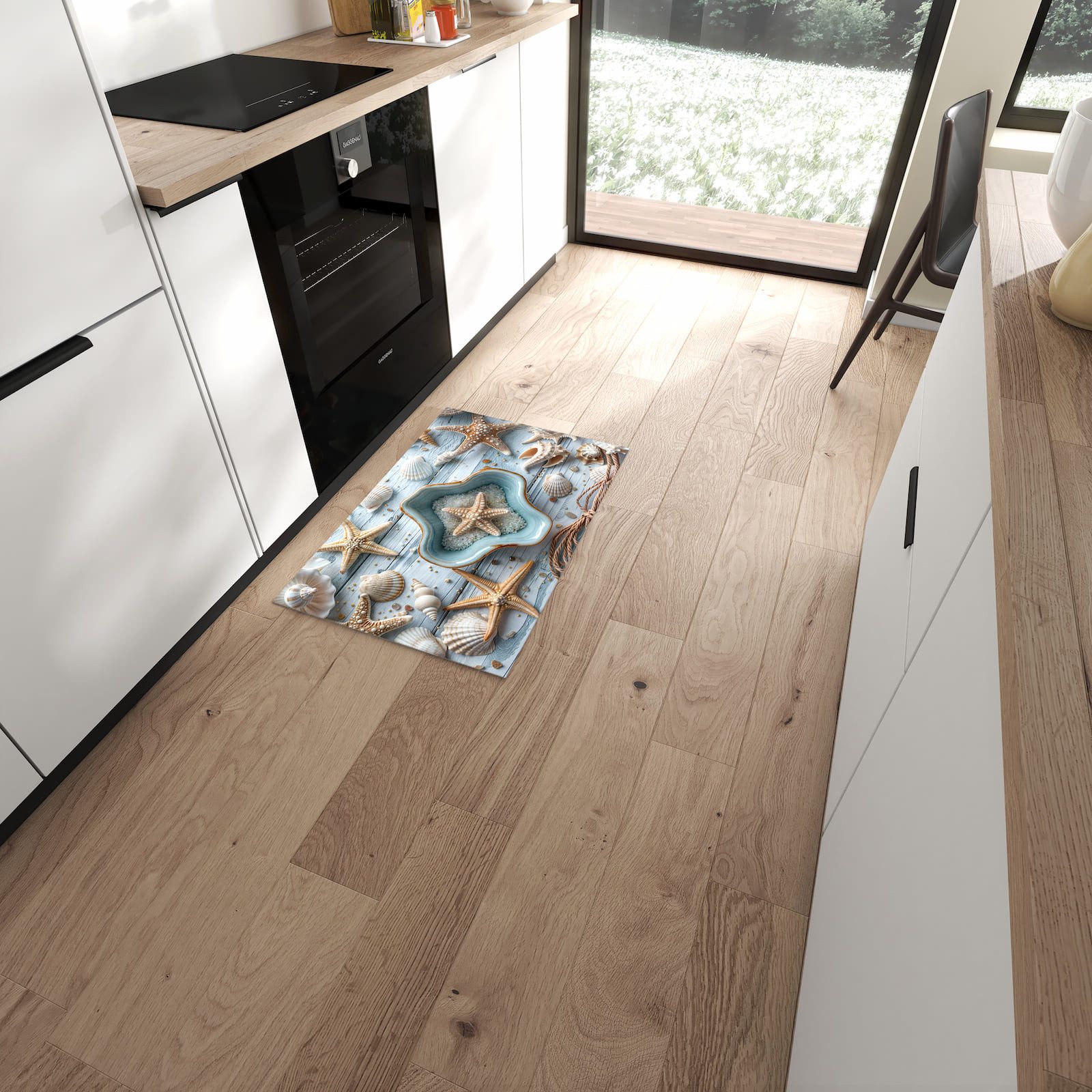 Primedeco Teppich Küchenteppich Muscheldeko Sternform PVC rutschfest abwasc günstig online kaufen