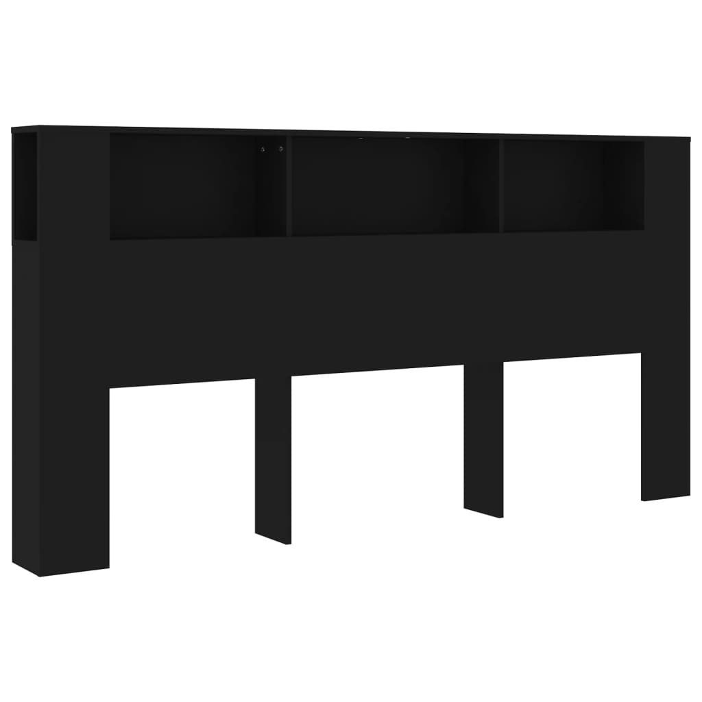 vidaXL Kopfteil, Bett Kopfteil mit Ablagen Schwarz 200x18,5x104,5 cm