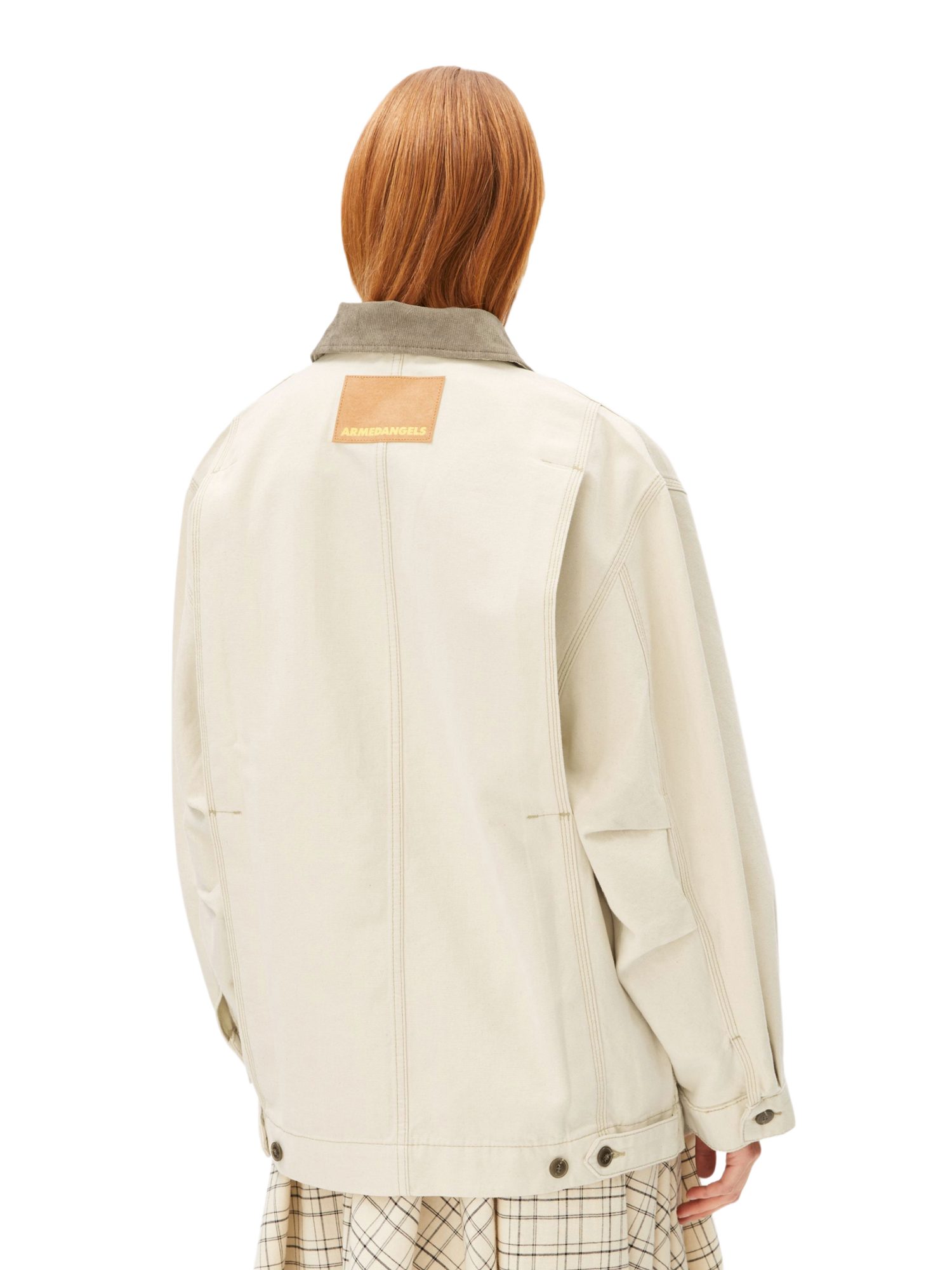 Armedangels Kurzjacke natur,Casual,Baumwolle,Unifarben,Umlegekragen,Lang,Oversized