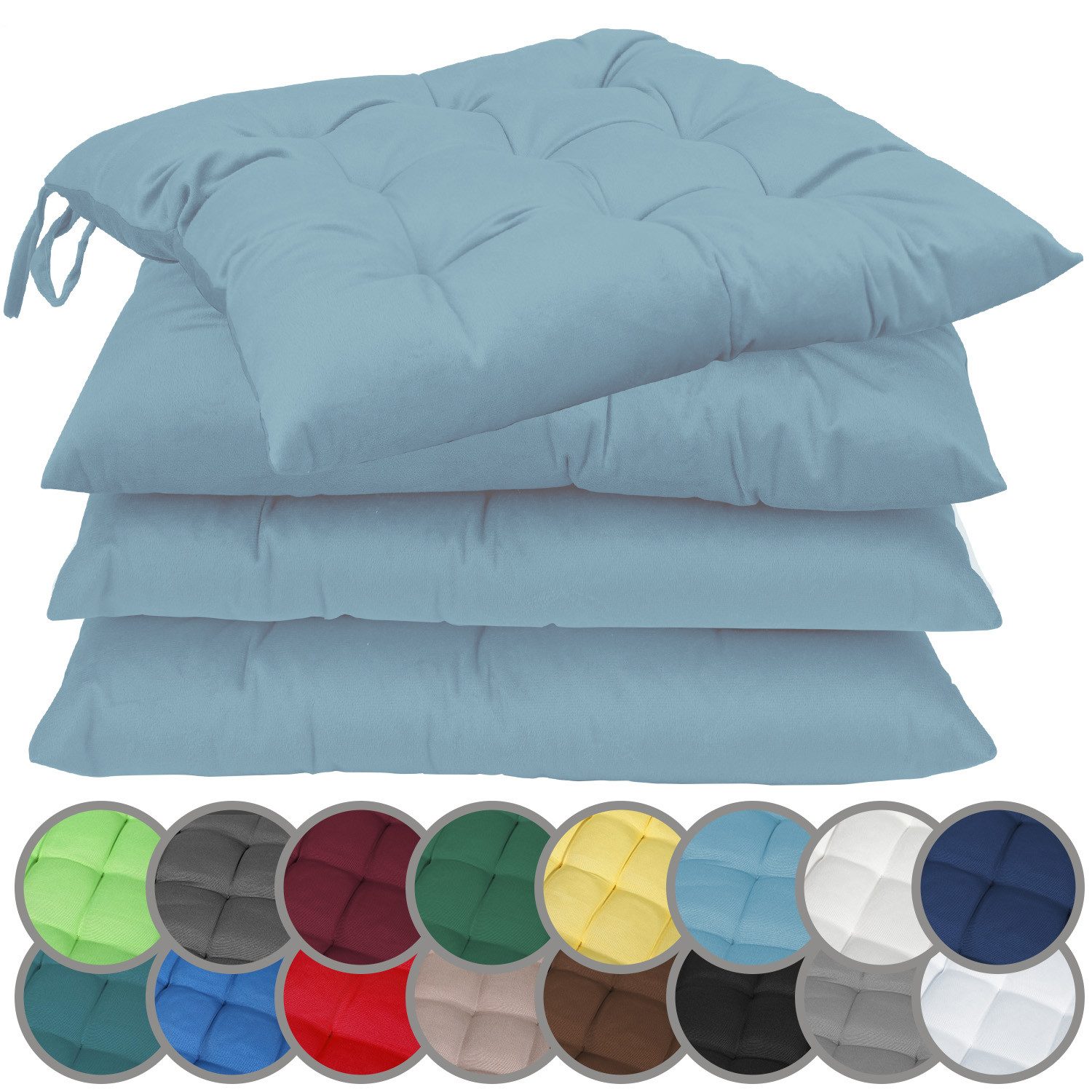 NatureMark Sitzkissen 4er-Set Stuhlkissen 40x40cm mit Bändern, Sitzpolster günstig online kaufen