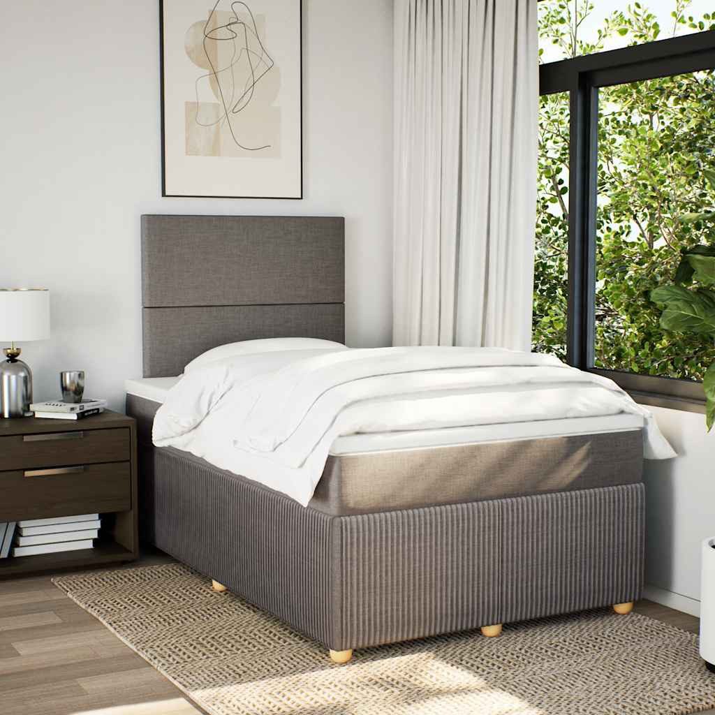 vidaXL Bett Boxspringbett mit Matratze Taupe 120x200 cm Stoff