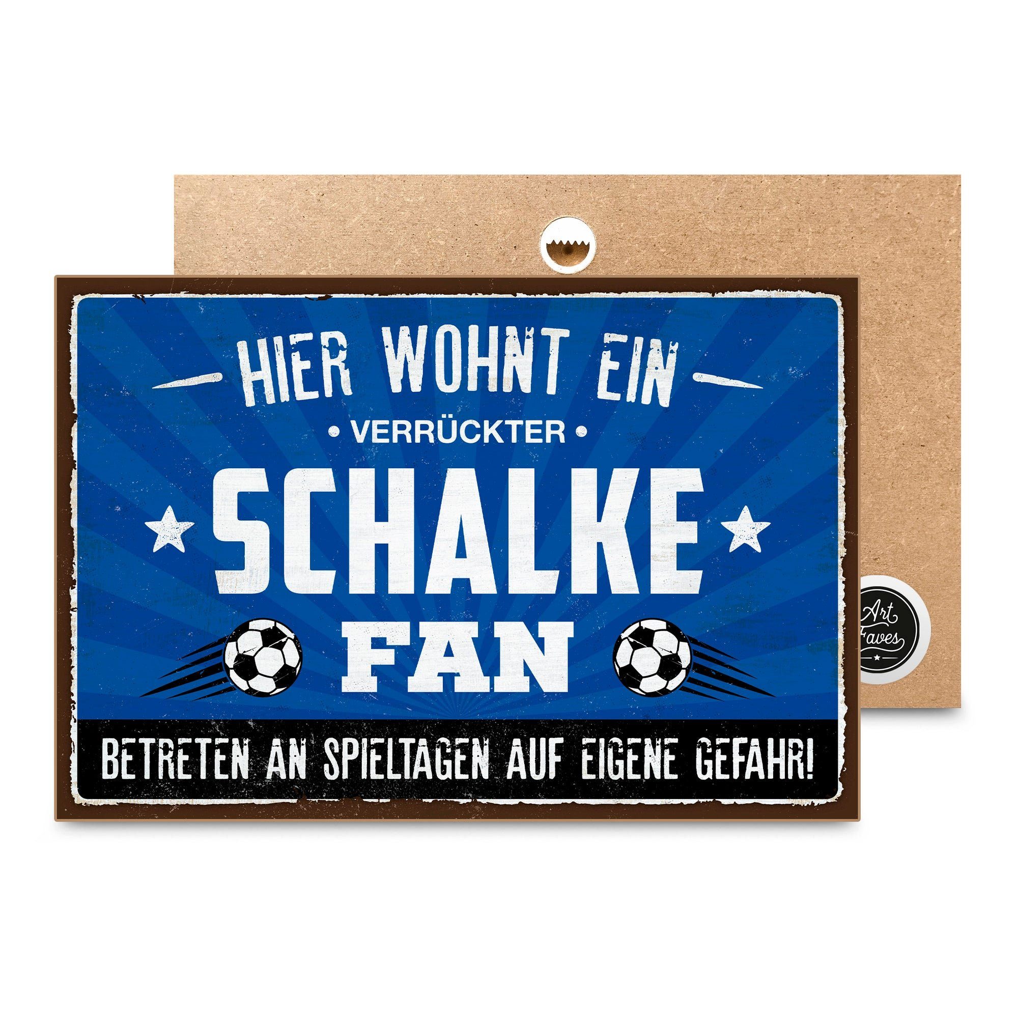 ARTFAVES Holzbild Holzschild mit Spruch Hier wohnt ein verrückter