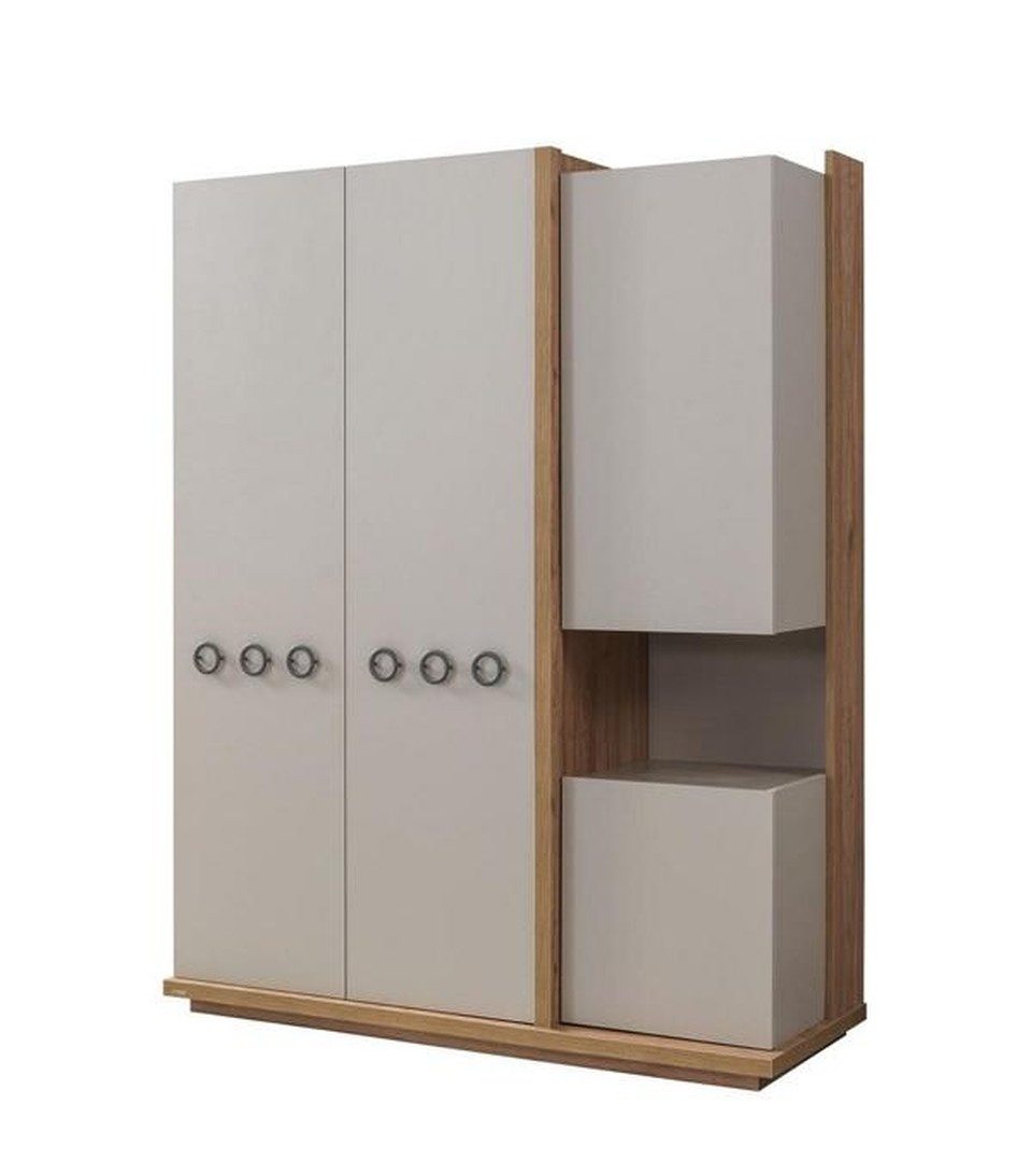 Xlmoebel Kleiderschrank Brauner Holz Kleiderschrank mit vier Türen und Regalfächern Made in Europa