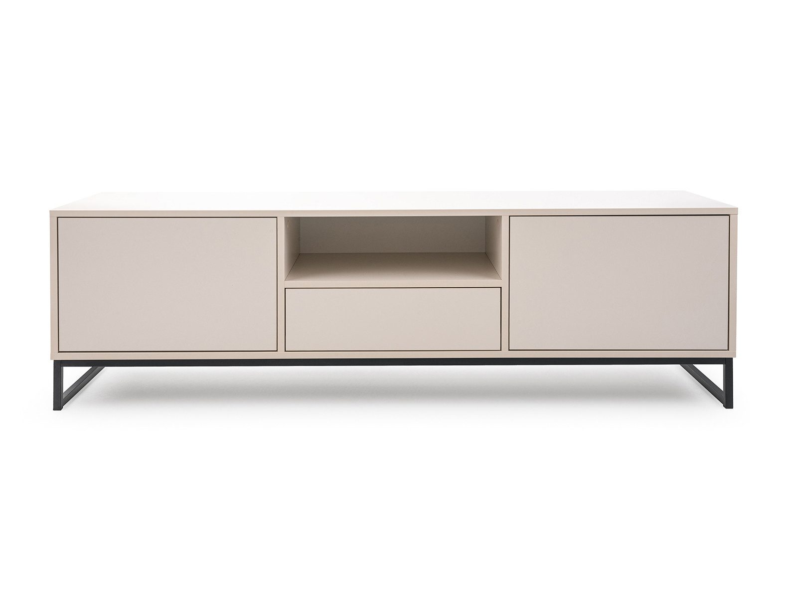 Beautysofa TV-Schrank GIANA elegante grifflos mit 2 Türen und Schublade (erhältlich in Sandbeige oder Flaschengrün) Breite: 160 cm