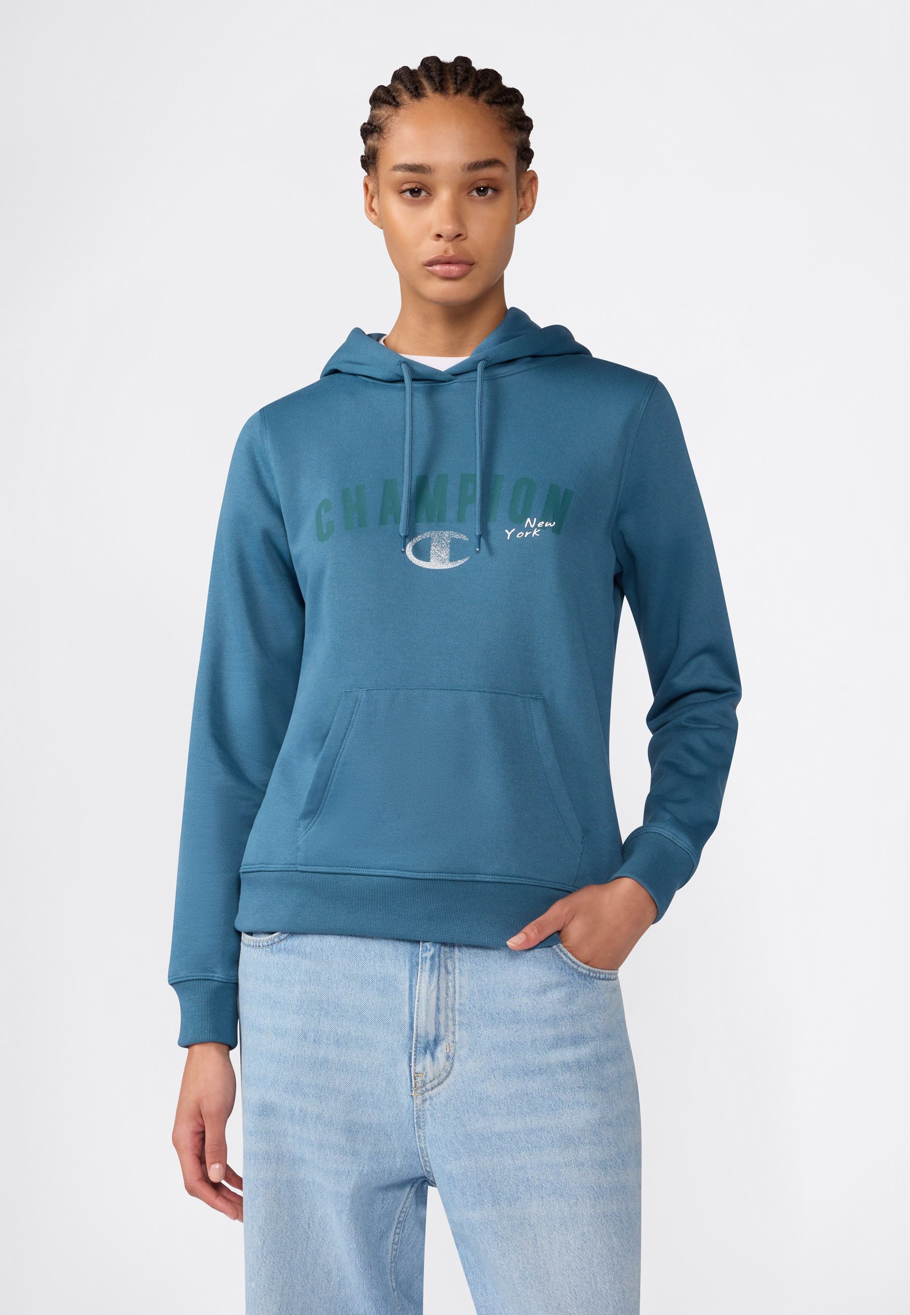 Champion Kapuzensweatshirt SPORTWEAR HOODIE Slim Fit Langarm-Design, aus Baumwolle und Polyester