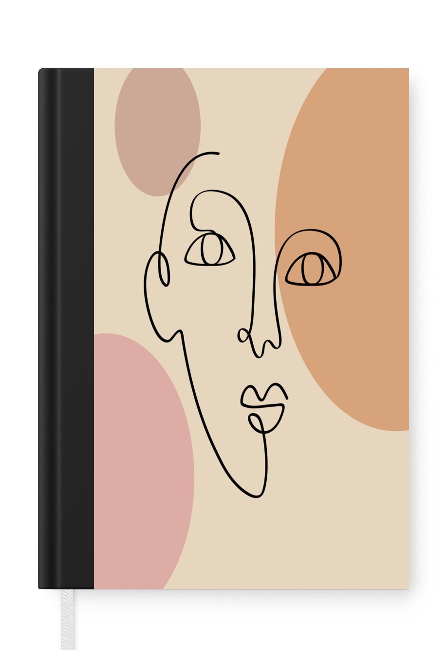 MuchoWow Notizbuch Pastell - Minimalismus - Gesicht, Journal, Merkzettel, Tagebuch, Notizheft, A5, 98 Seiten, Haushaltsbuch