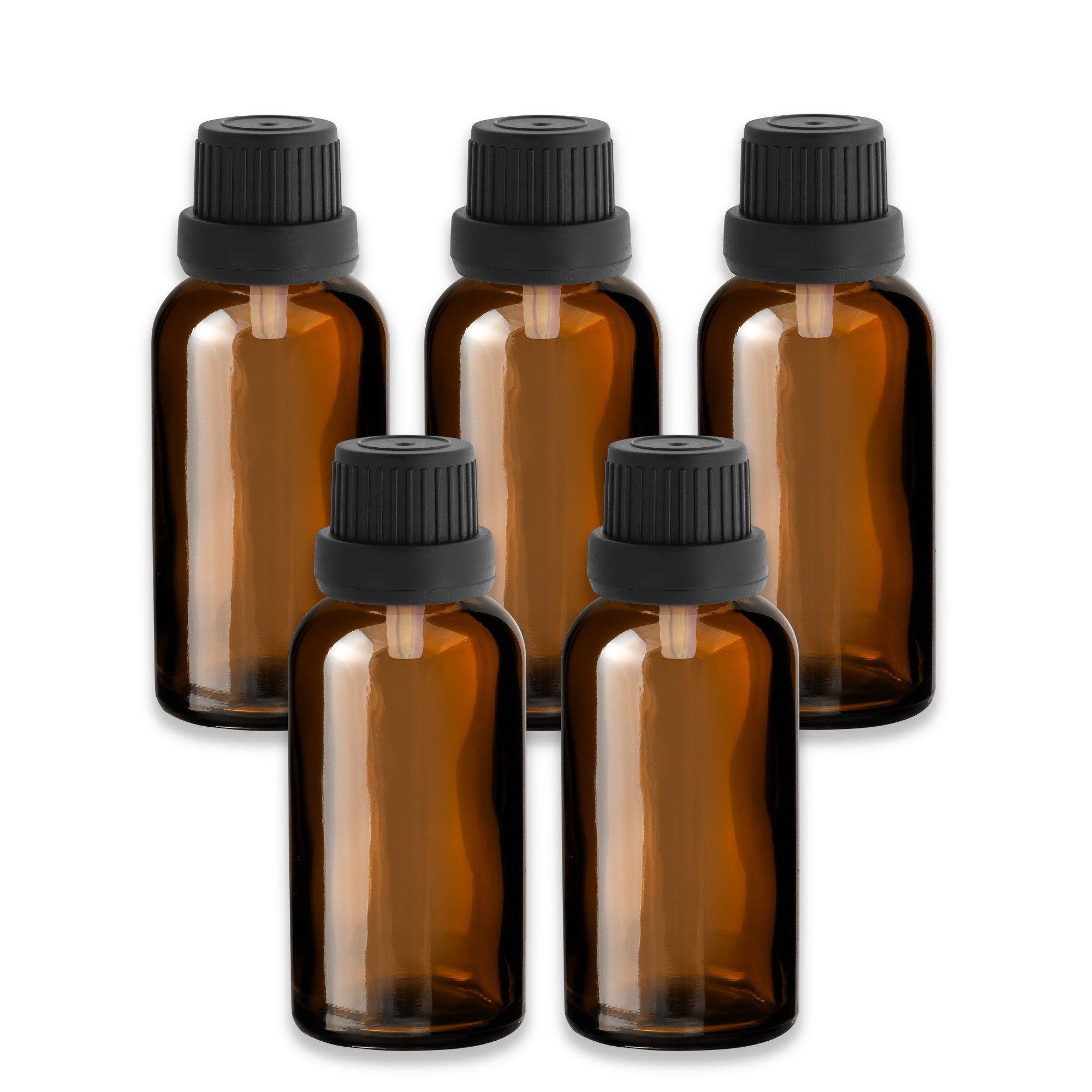 CK Verpackung GmbH Zerstäuberflasche 5x Braunglasflasche 30 ml mit schwarzem Tropfer Aromatherapie leer Set