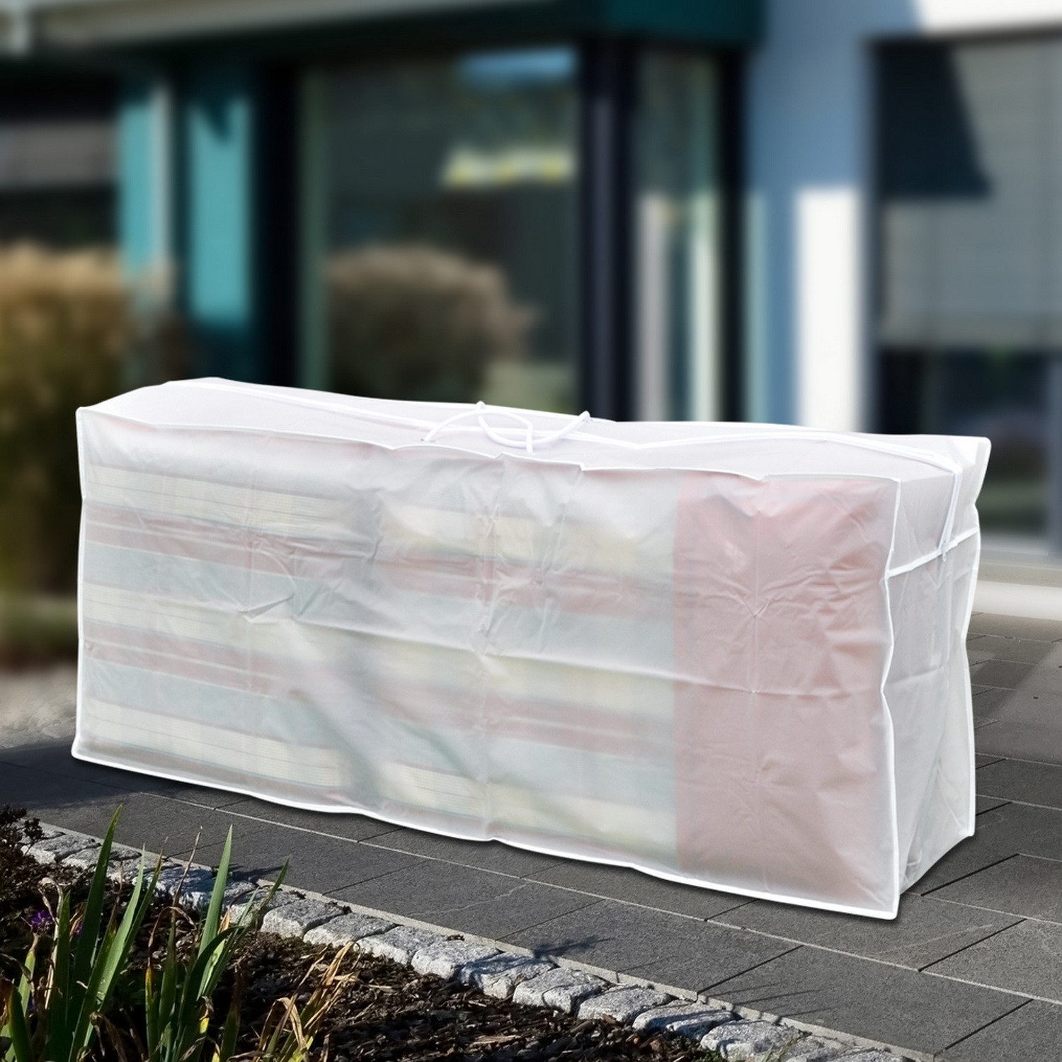 Haushalt International Gartenmöbel-Schutzhülle Schutztasche für Gartenmöbelauflagen Gartenmöbelauflagen-Schutzhülle (Tasche zur Aufbewahrung von Gartenmöbelauflagen / Stuhlauflagen, 1-St., Auflagentasche / Auflagenschutzhülle mit Tragegriff), Schutz gegen Witterungseinflüsse für Gartenstuhlauflagen