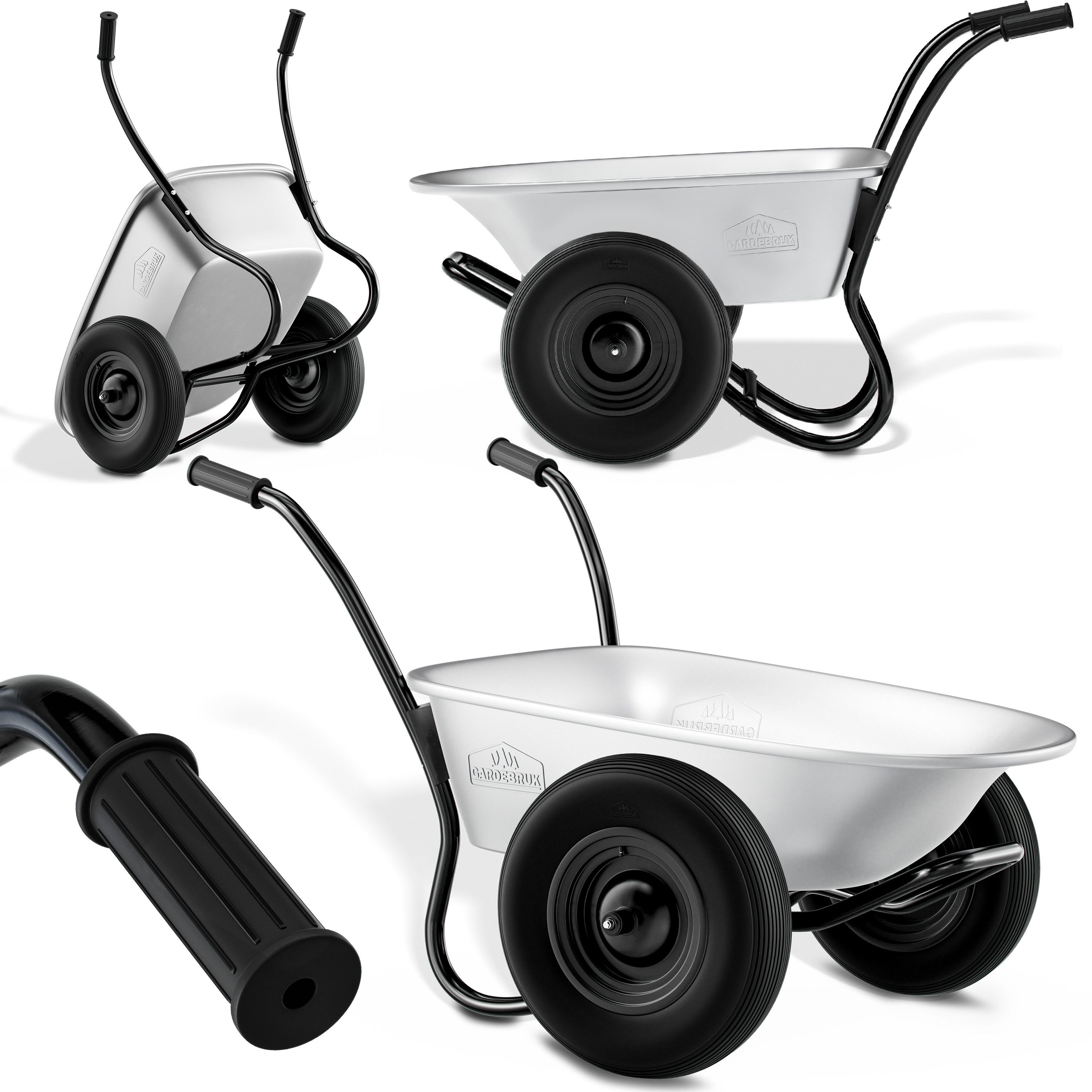 Gardebruk Schubkarre, 2 Rad 150kg 100L Stahlfelge 2 Luftreifen Autoventil Gleitlager