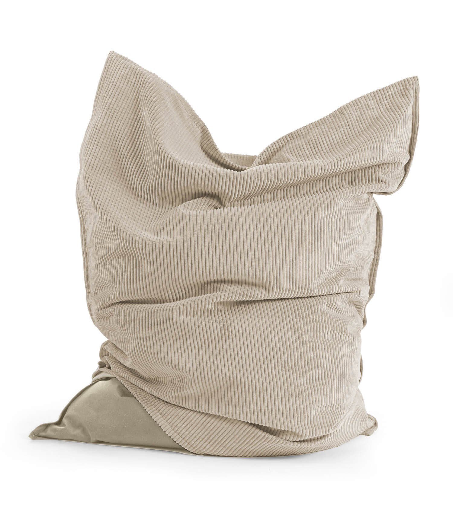 Riesensitzsack Der mit Bodenkissen Bag in Beige Cord Bean Große oder Bezug, (mit Sitzsack mokebo Cord Cover),