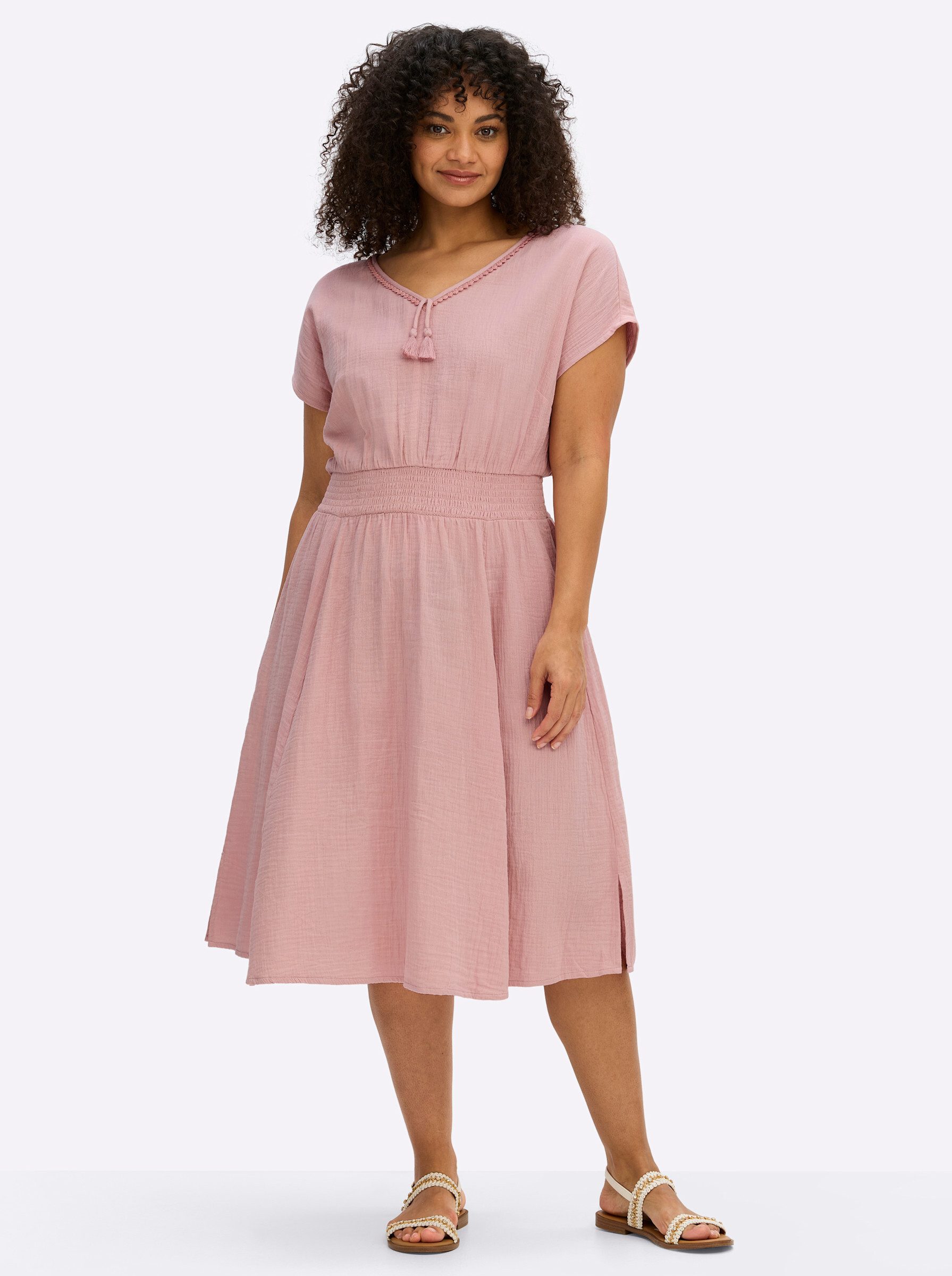 Sheego Etuikleid Kleid Kurzarm .