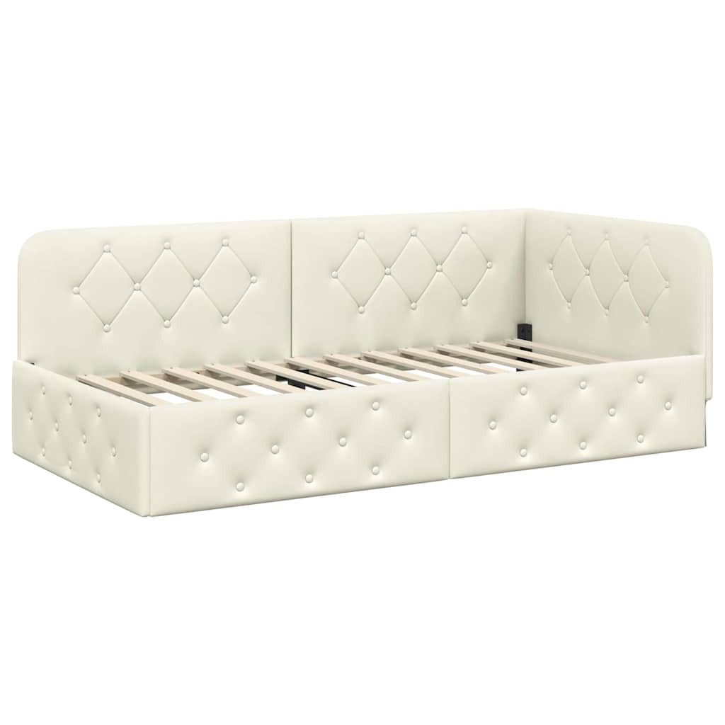 vidaXL Bett Eckbettgestell mit Kopfteil Creme 90 x 190 cm Samt (1-tlg) günstig online kaufen