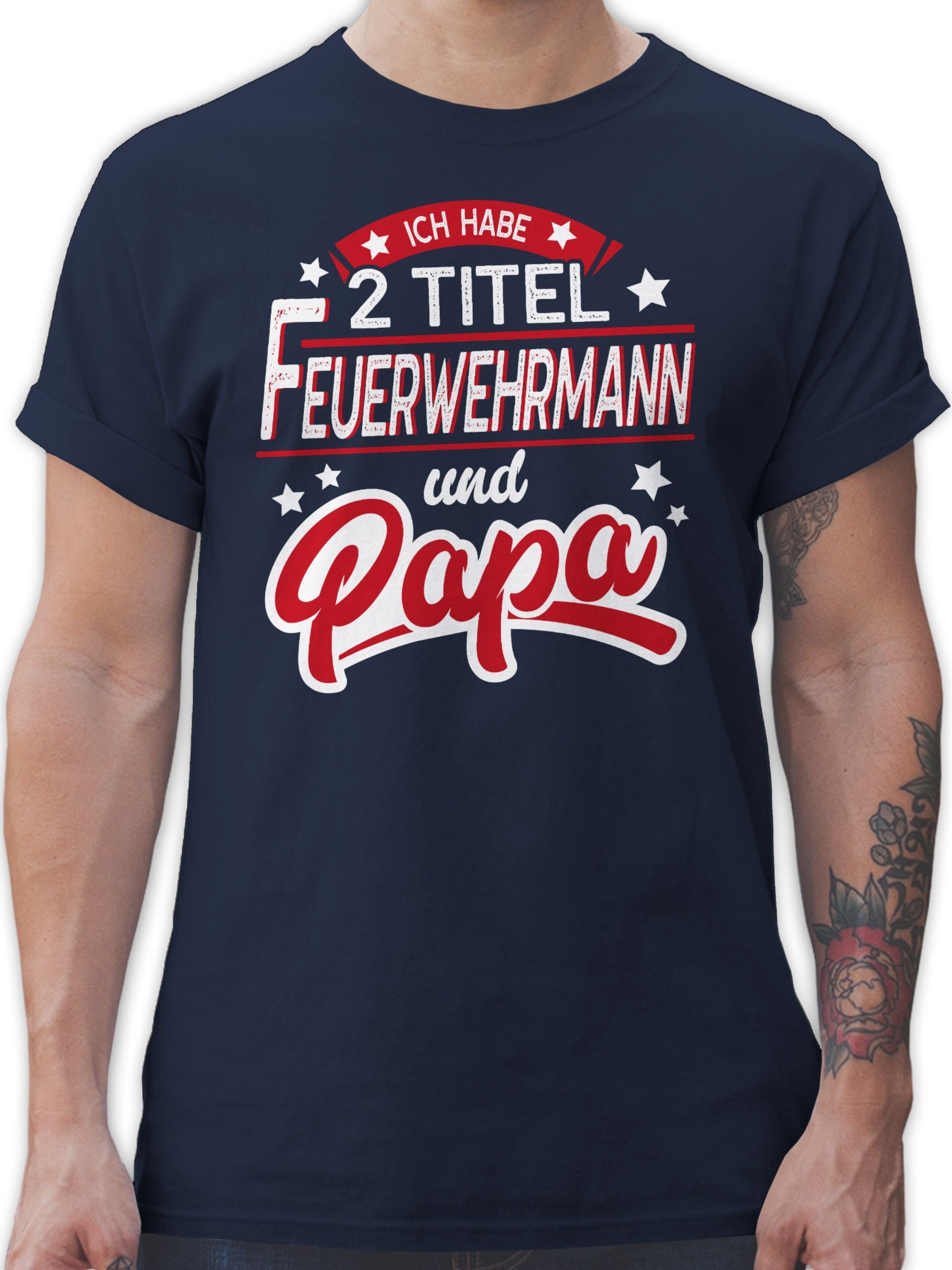 Shirtracer T-Shirt Papa und Feuerwehrmann Vatertag Geschenk für Papa 1 Navy Blau