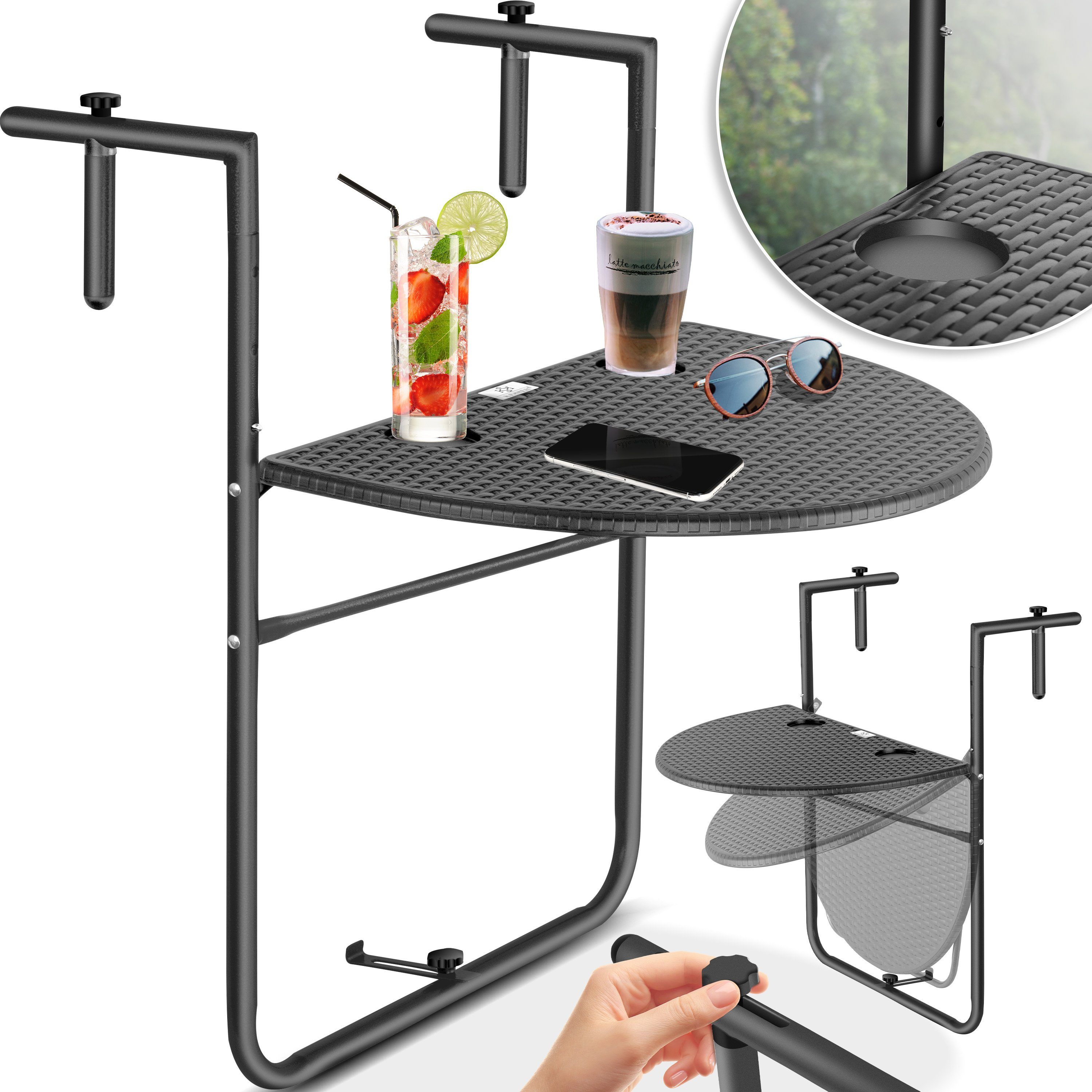 KESSER Balkonhängetisch, Balkonhängetisch klappbar Balkontisch zum Einhängen Balkon