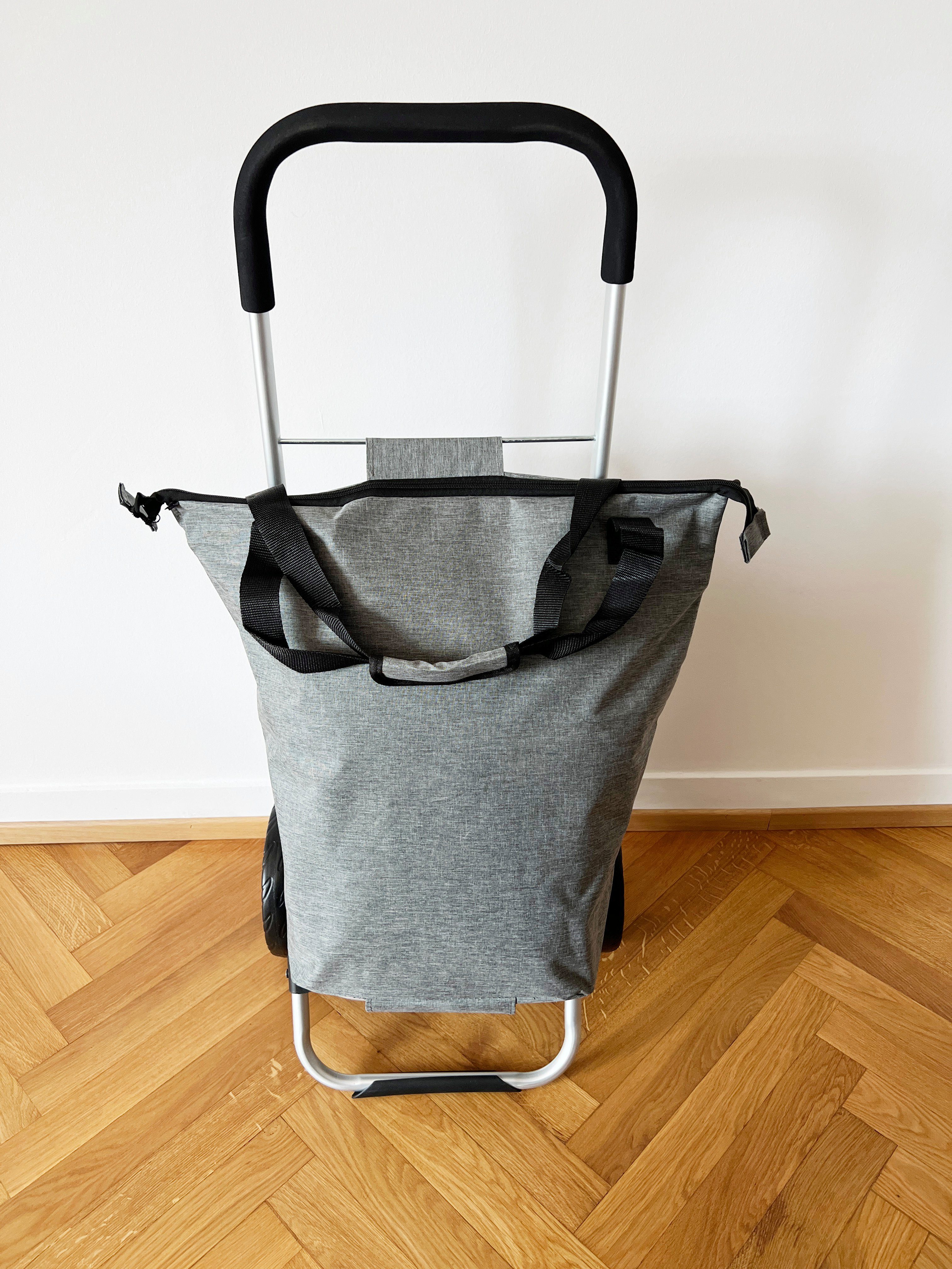 ADOB Einkaufstrolley Deluxe Grau, 60 l, Gestell aus Alluminium, auch als Sackkarre geeignet