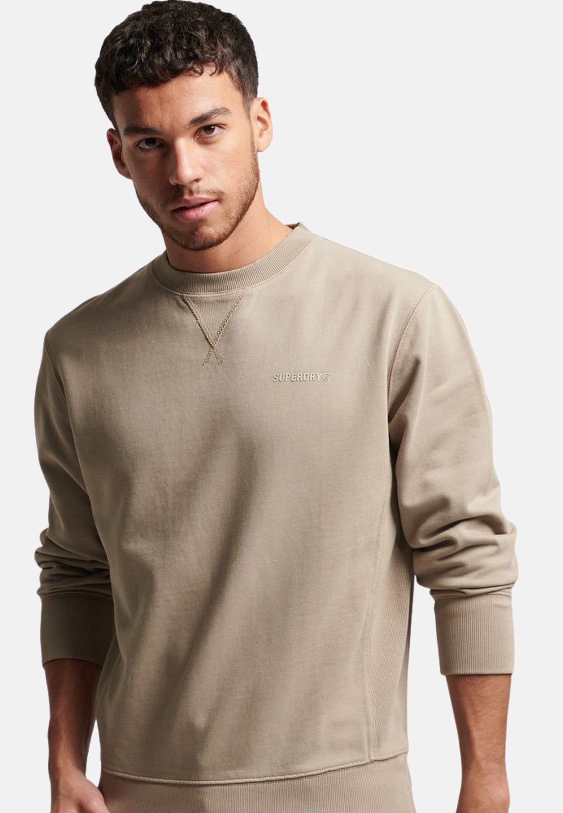 Superdry Sweatshirt Pullover mit Sweatshirt Rundhalsausschnitt grau
