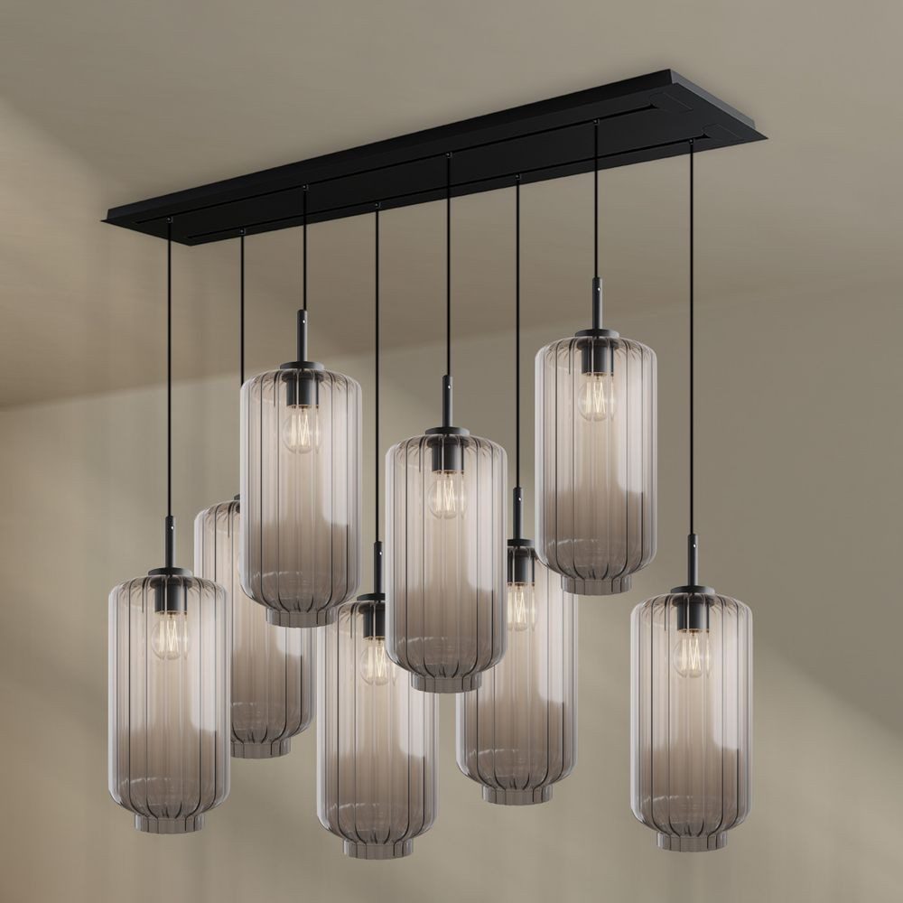 s.luce Pendelleuchte Velo Esstischleuchte 8-flg 160cm 2-reihig Ø 18cm Klar