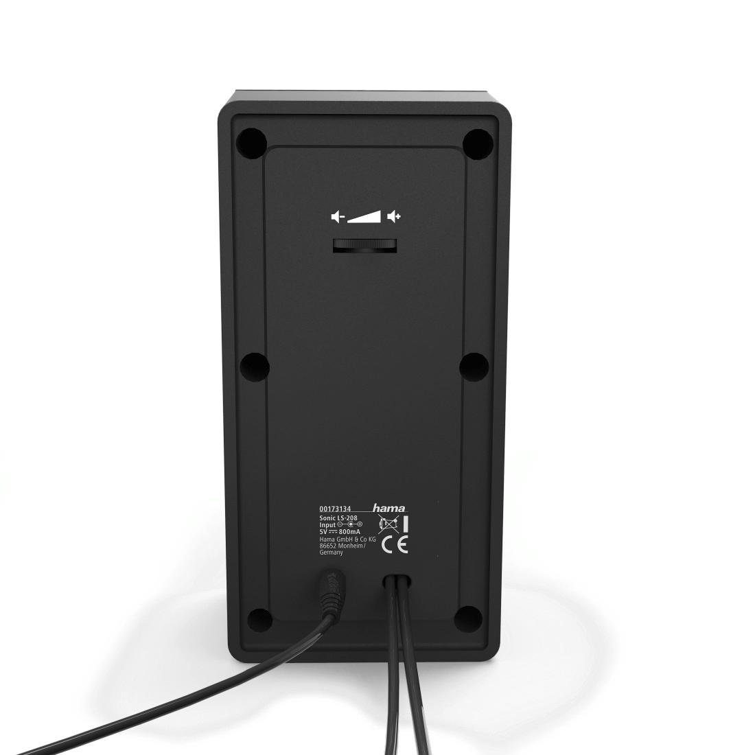 Hama PC Lautsprecher Boxen Set für PC oder Notebook, Farbe Schwarz PC-Lautsprecher (8 W, Lautsprecherregelung, 3,5 mm Klinkenstecker, externes Netzteil)