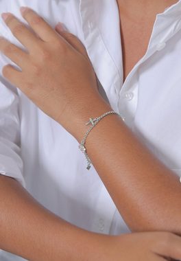 Elli Bettelarmband Kreuz Herz Anker Kristalle Silber