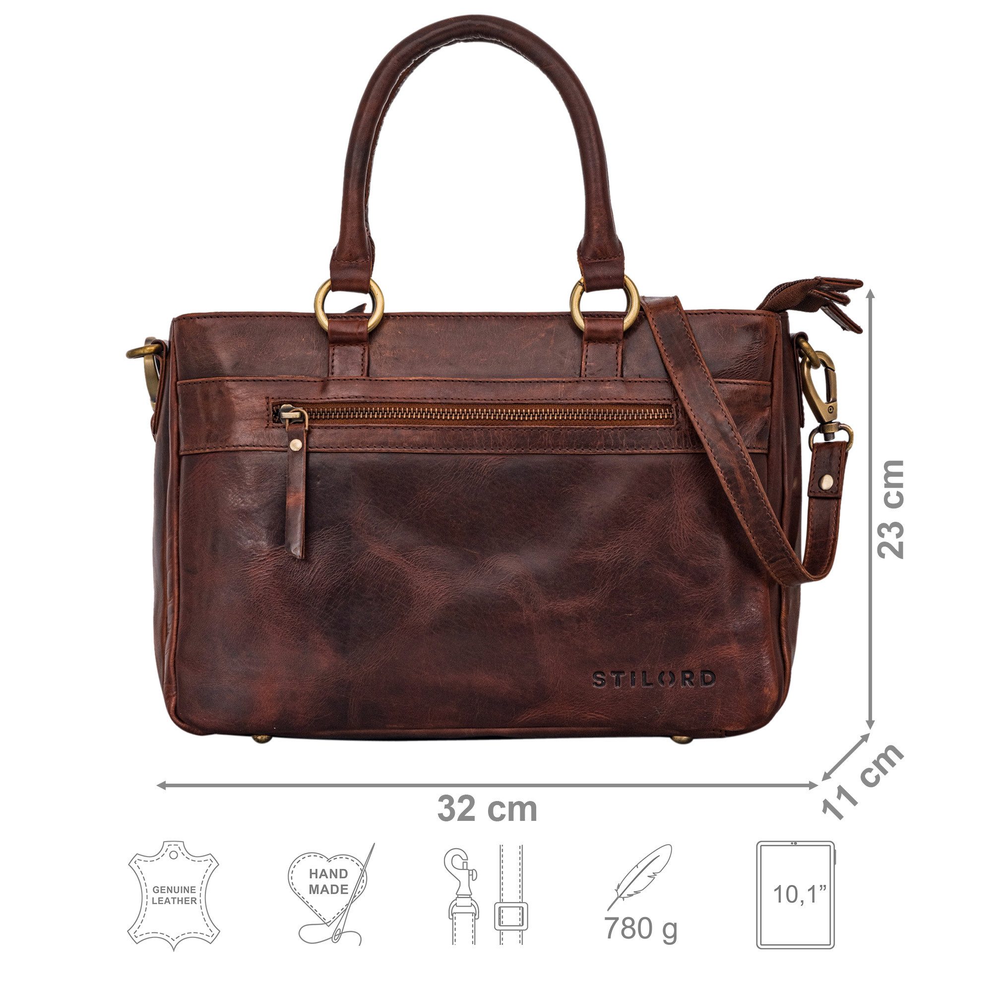 STILORD Handtasche "Frauke" Organisierte Leder Handtasche Damen Umhängetasche