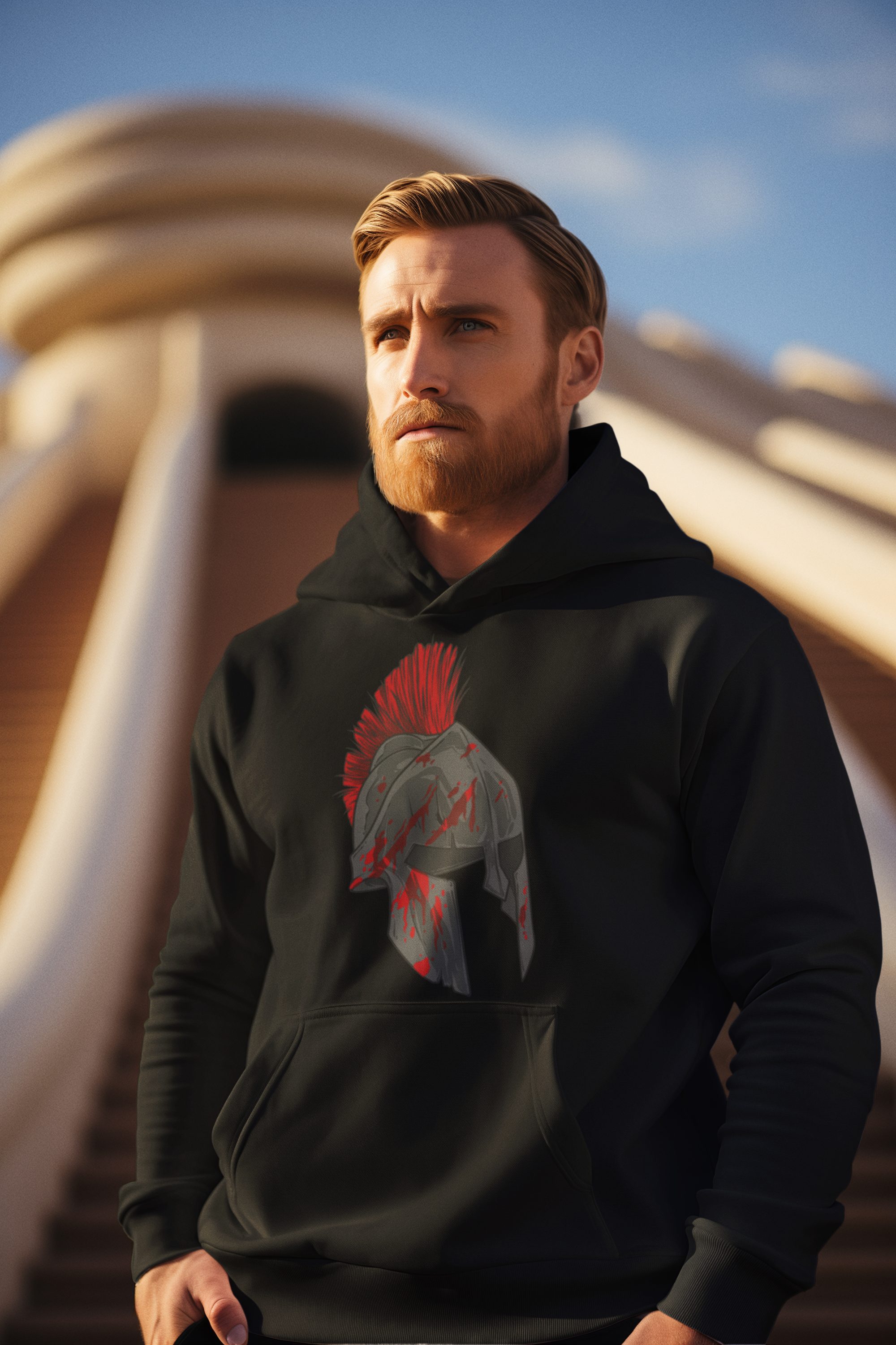 Baddery Kapuzenpullover Sparta Hoodie: "Spartan Warrior" - Sparta Pullover, hochwertiger Siebdruck, auch Übergrößen