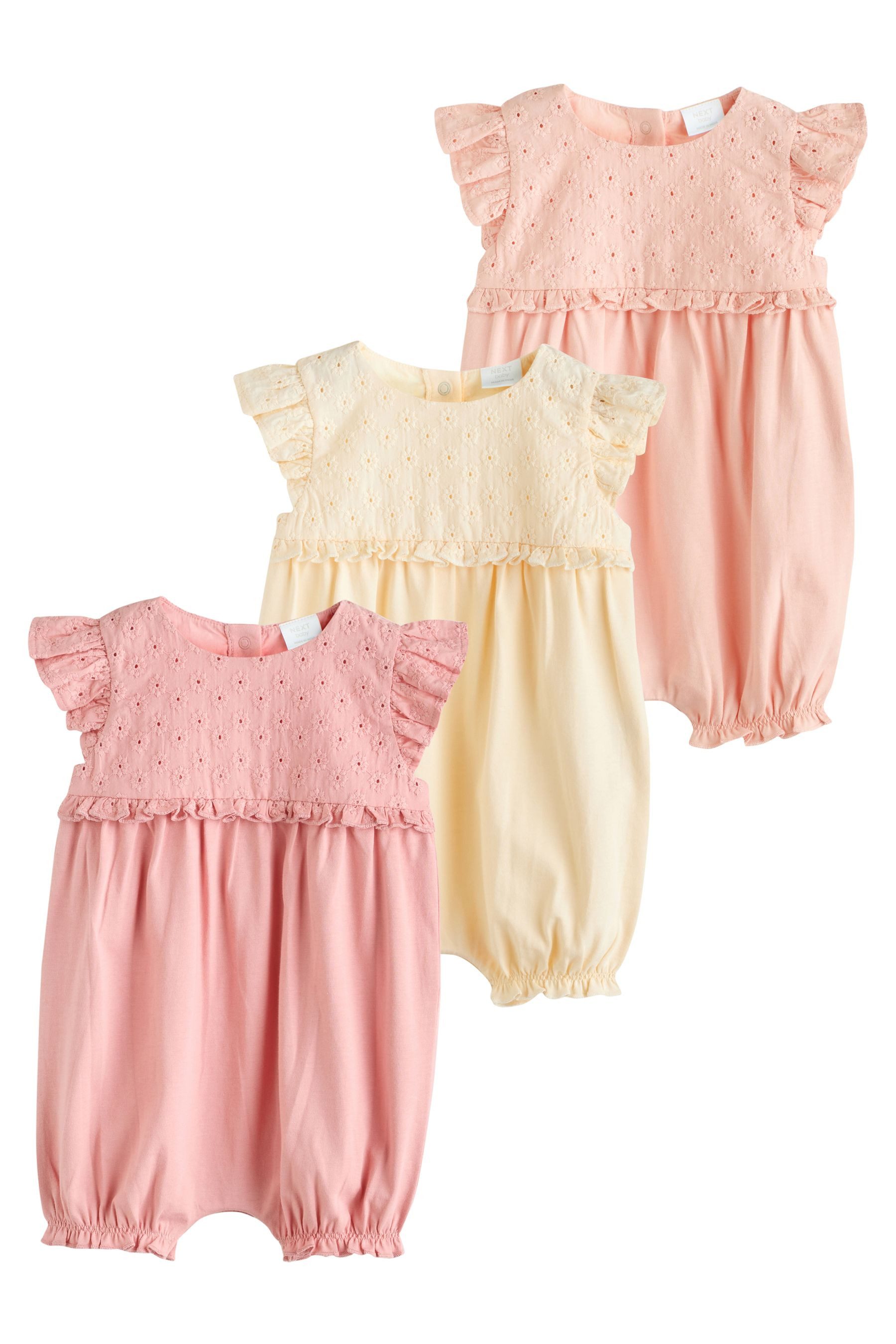 Next Strampler Baby-Strampelanzüge mit Print, 3er-Pack (3-tlg)