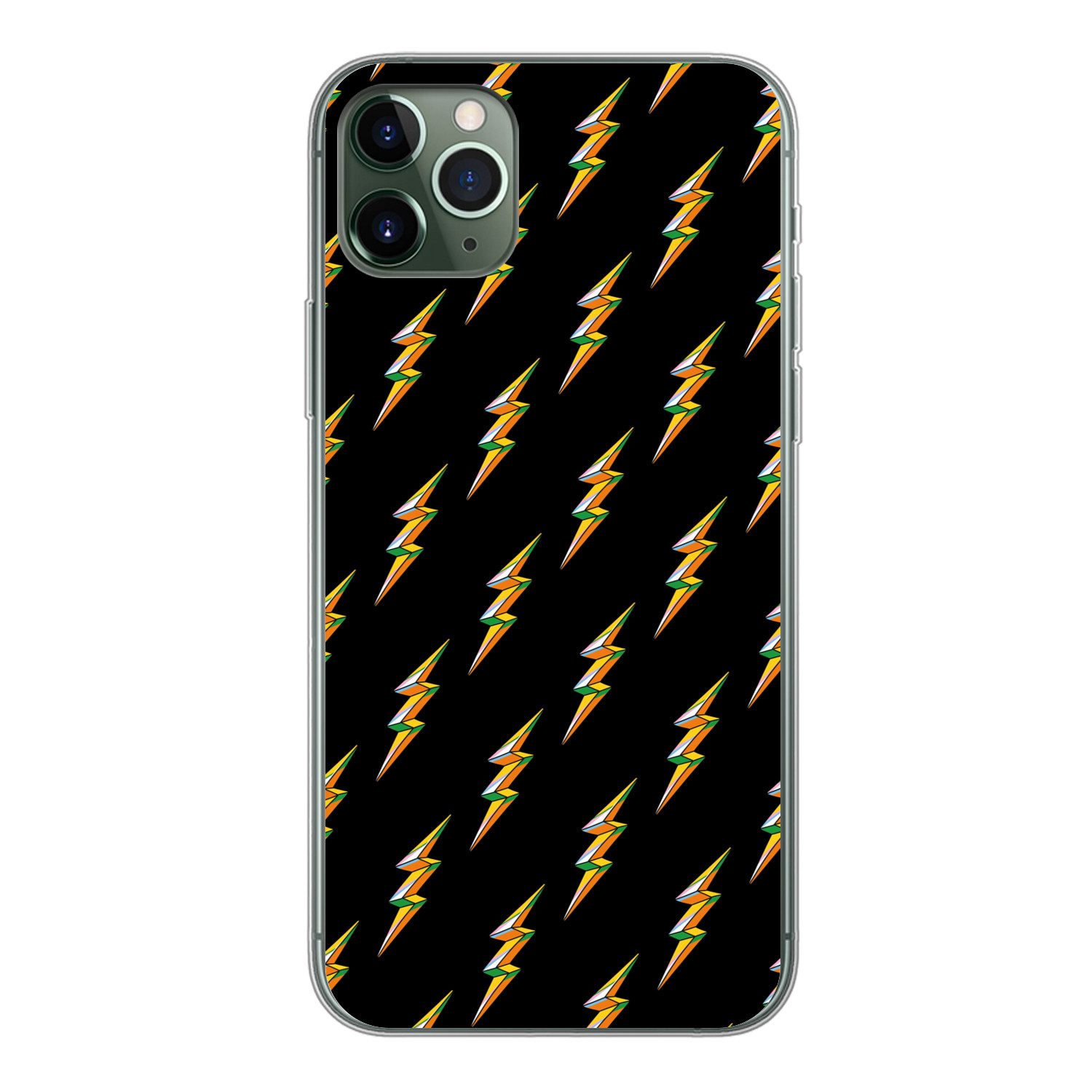 MuchoWow Handyhülle für Apple iPhone 11 Pro Max Blitzschlag - Gelb - Schwarz, Smartphone-Bumper, Print, Handy Schutzhülle Dünn