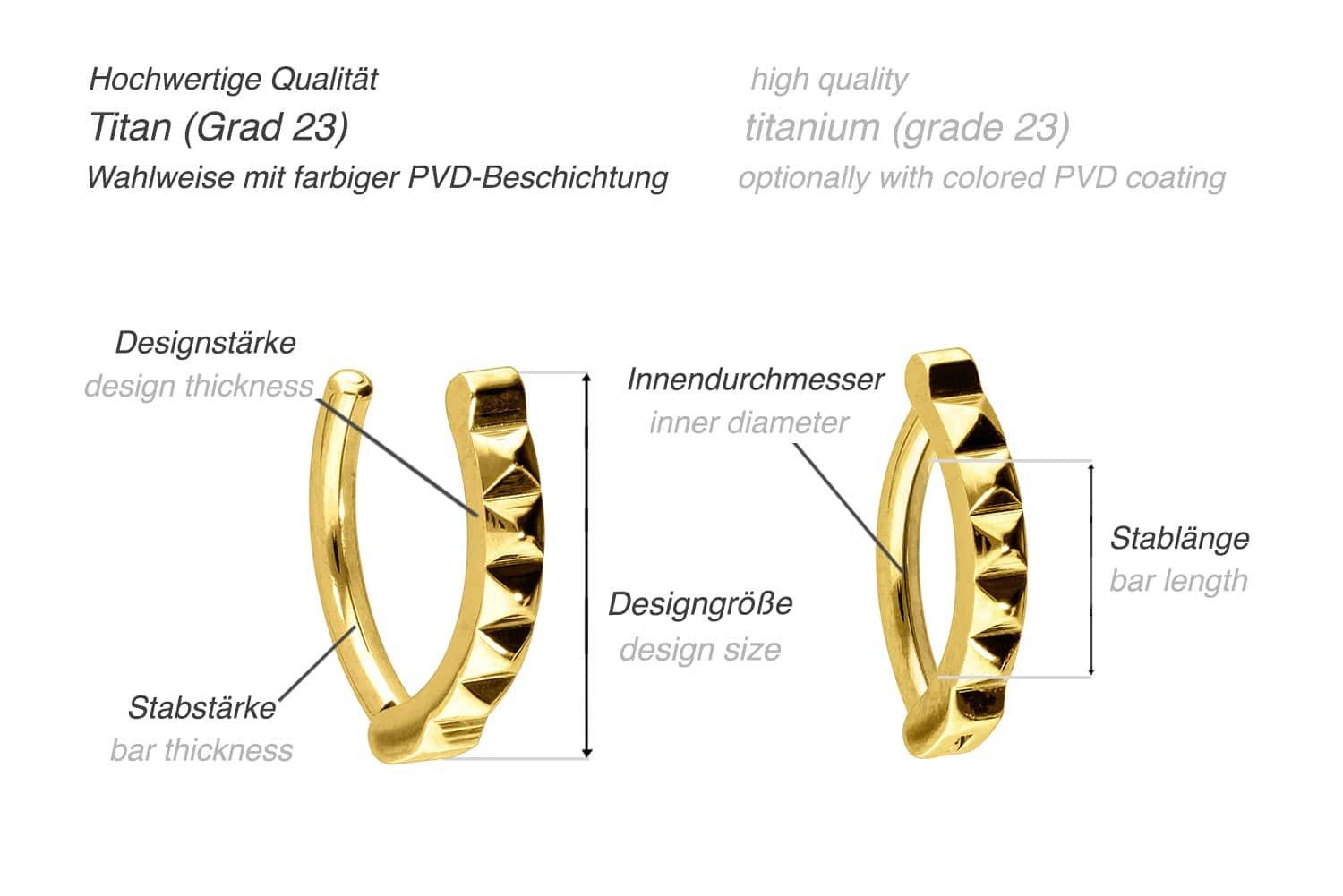 PIERCINGLINE Bauchnabelpiercing Titan Bauchnabelclicker BOGEN + NIETEN (Clicker, 1-tlg)