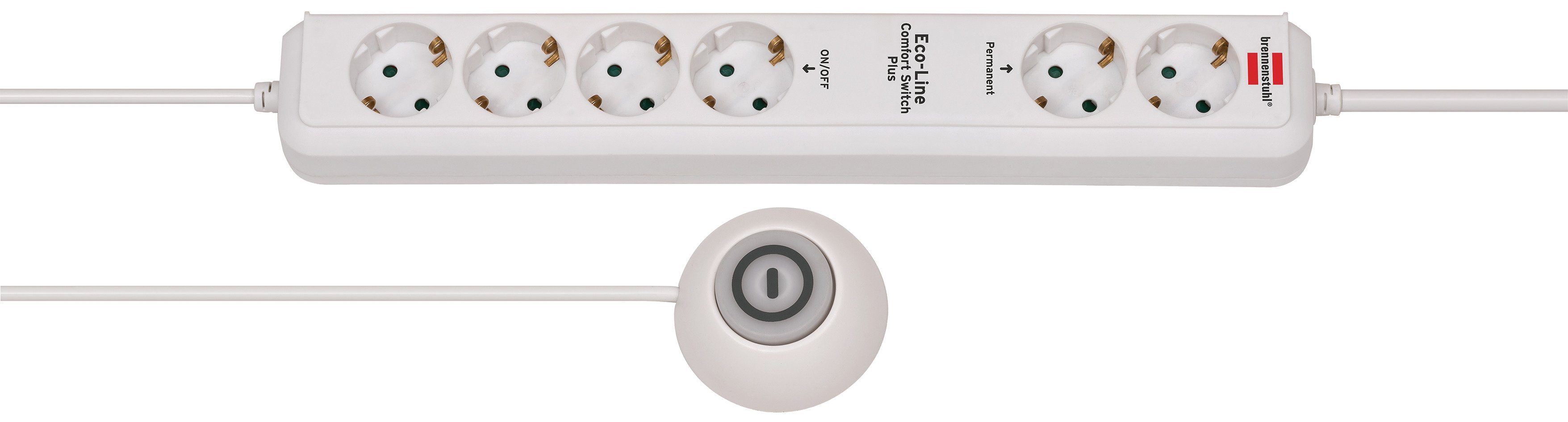 Brennenstuhl Eco-Line Comfort Switch Plus 6-fach Fußschalter und schaltbare 1,5 2 m), permanente beleuchteter Steckdosen, 4 Steckdosenleiste (Kabellänge